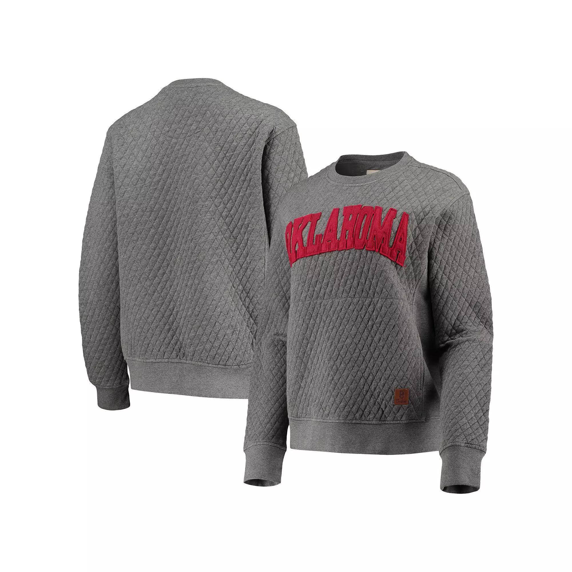 Women's Pressbox Heather Charcoal Oklahoma Sooners Moose Quilted Pullover Sweatshirt, Size: XL, Grey Product Image