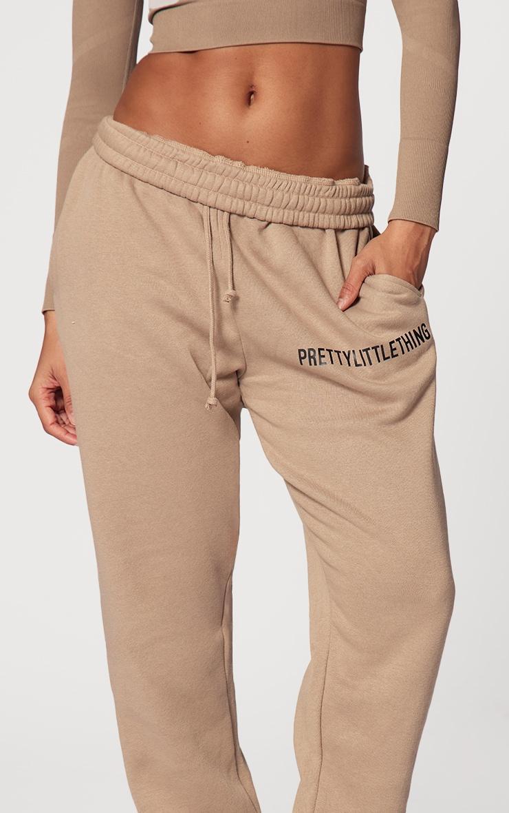 PRETTYLITTLETHING Mocha Cuffed High Waisted Sweatpants Product Image
