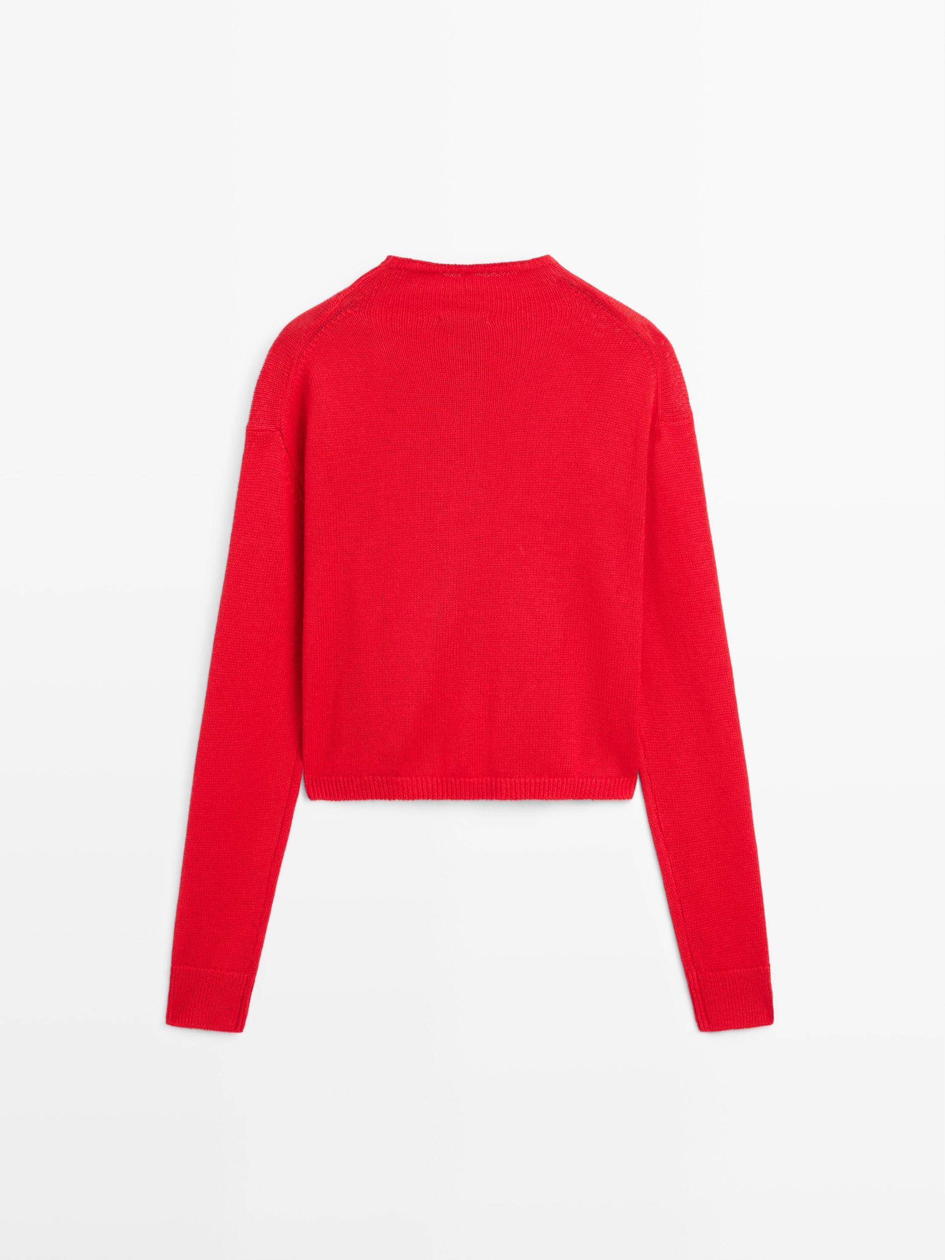 Wool and linen mock turtleneck cardigan Product Image