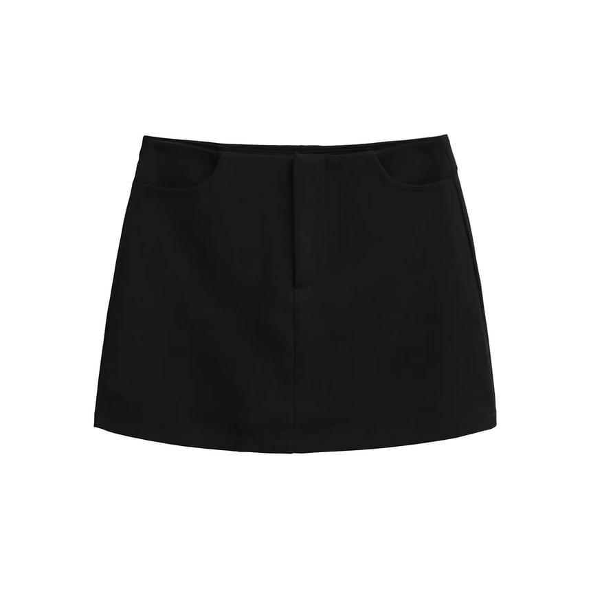 Mid Waist Plain Mini Pencil Skirt Product Image