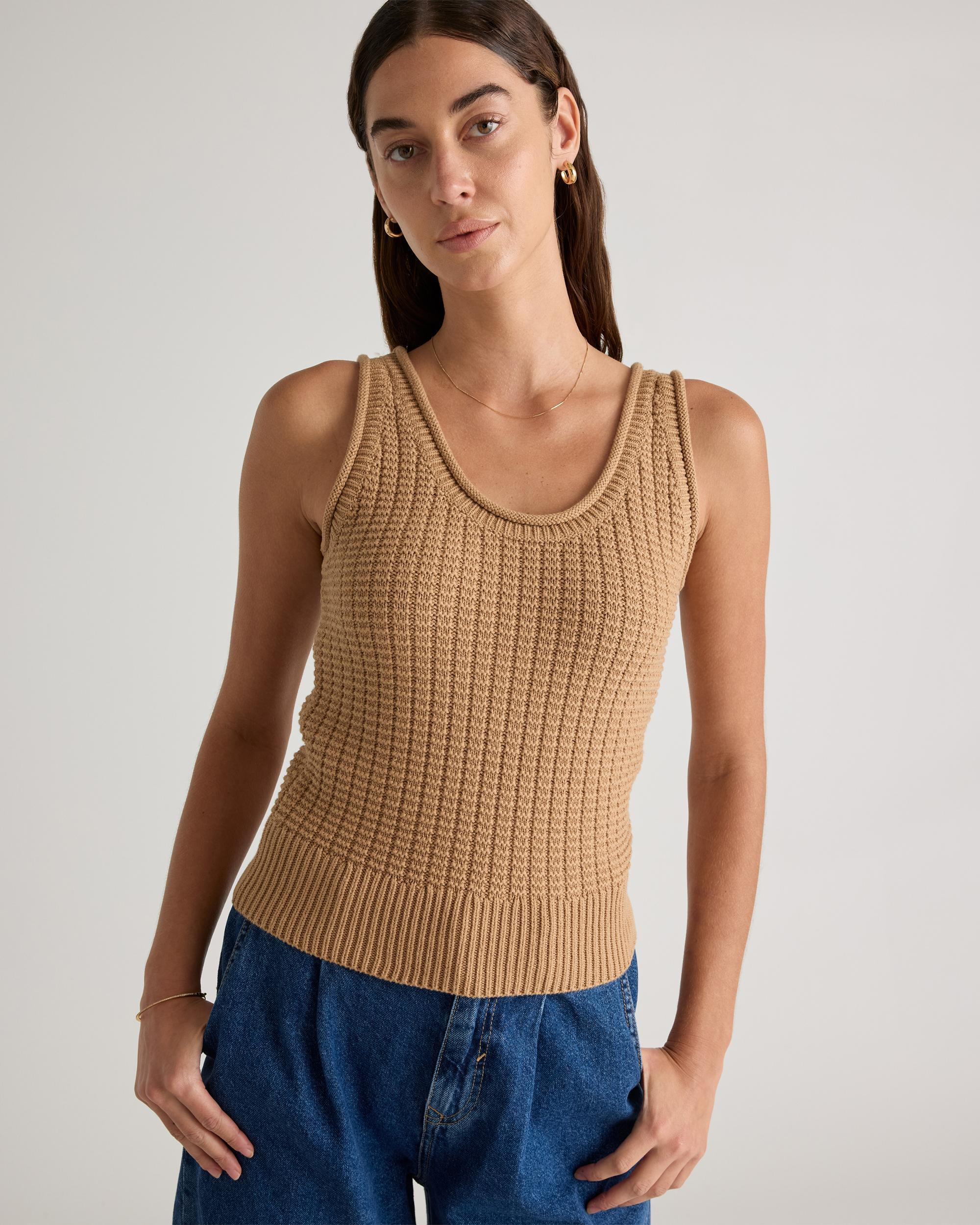 Quince | Women's Waffle Cropped Sweater Tank Top Size XS, Organic Cotton Product Image