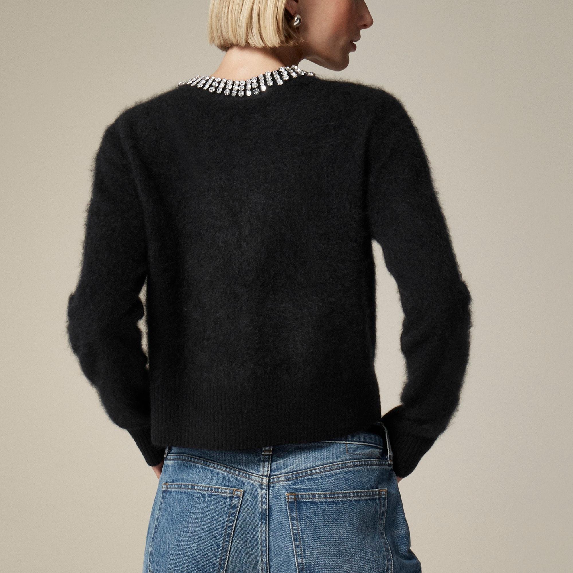 Brushed cashmere embellished cardigan sweater Product Image