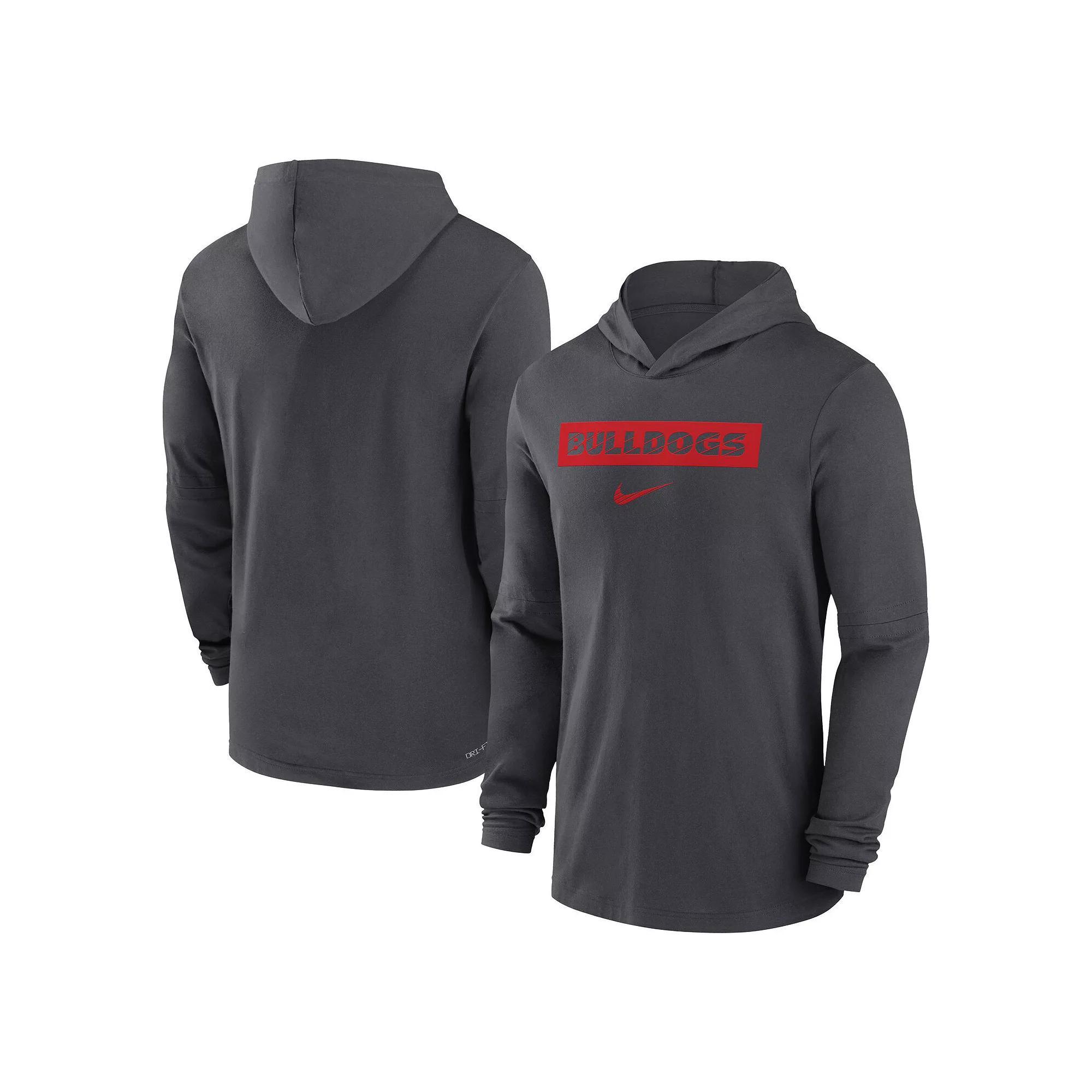 Men's Nike Anthracite Georgia Bulldogs 2024 Sideline Hoodie Performance Long Sleeve T-Shirt, Size: XL, Grey Product Image