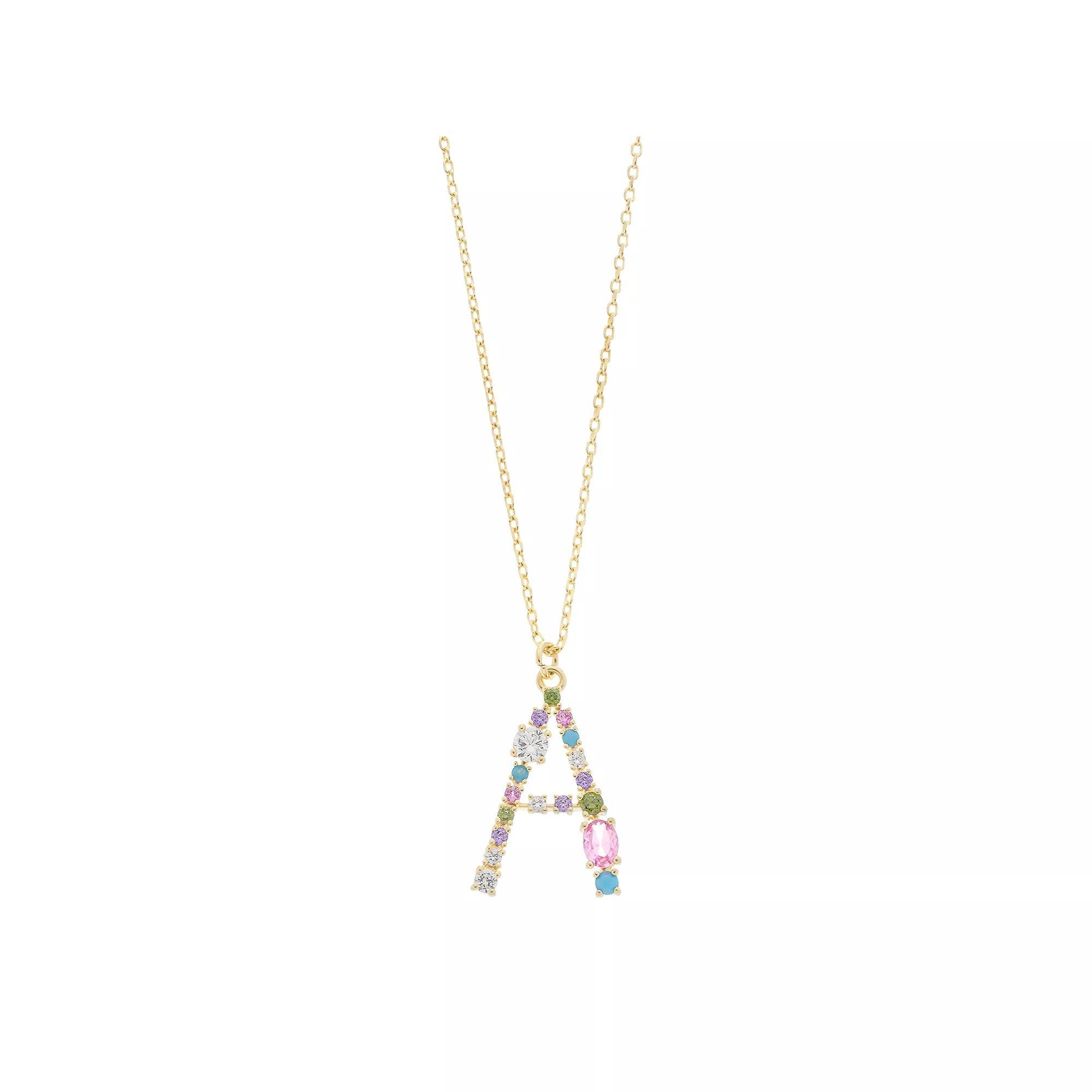 City Luxe Gold Tone Cubic Zirconia Initial Pendant Necklace, Women's, Gold Tone S Product Image