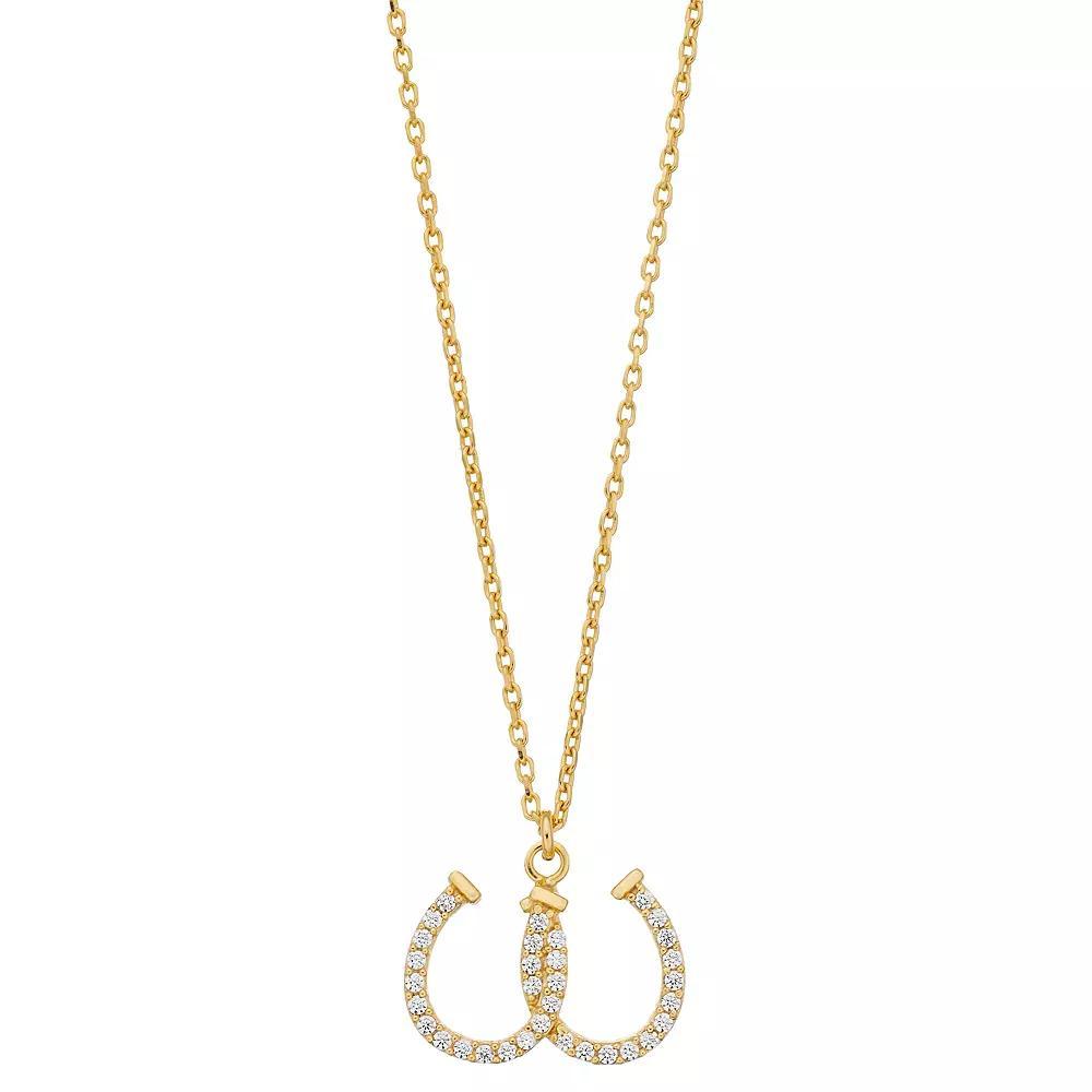 Sterling Silver Cubic Zirconia Double Horseshoe Pendant Necklace, Women's, Size: 18" Product Image