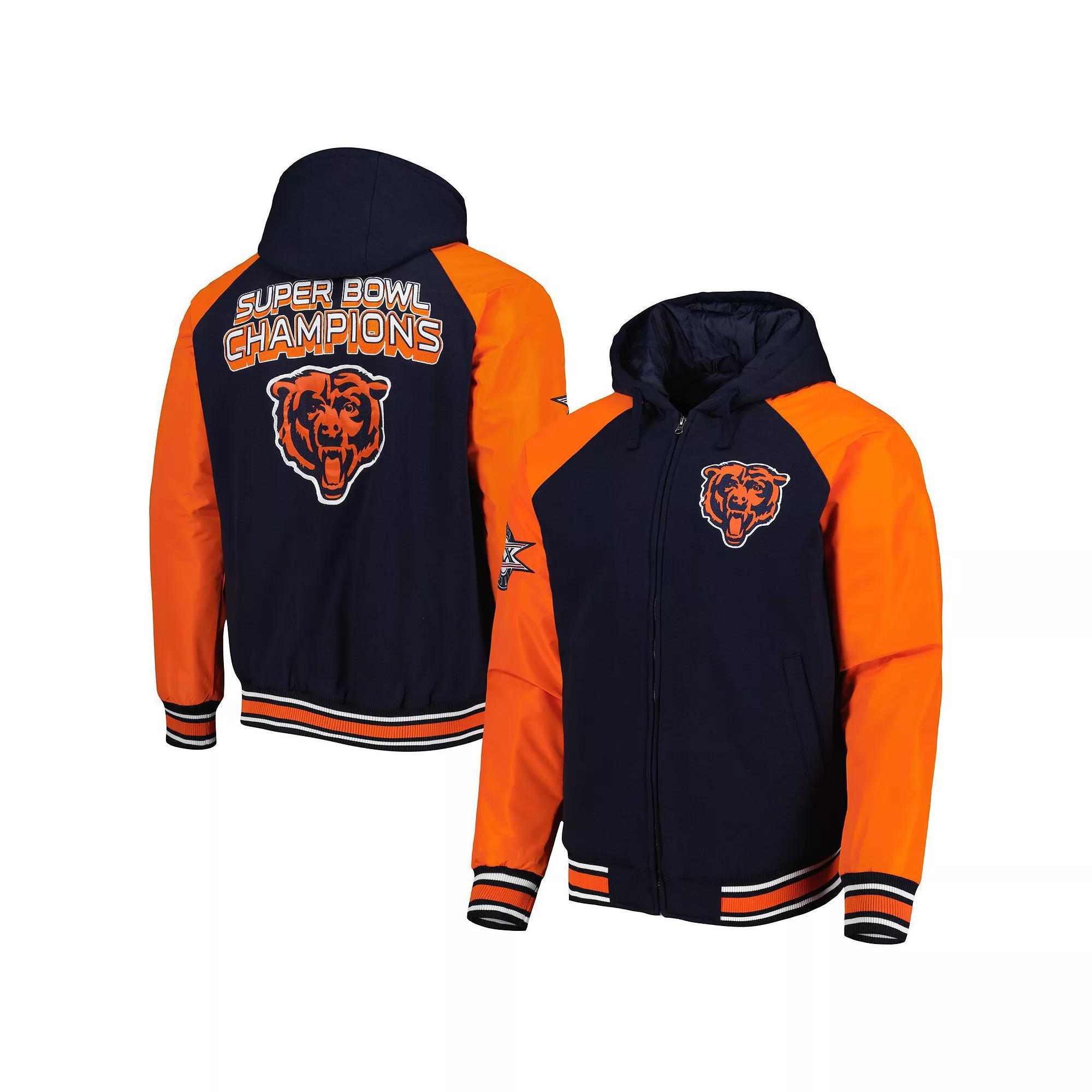 Men's G-III Sports by Carl Banks Navy Chicago Bears Defender Raglan Full-Zip Hoodie Varsity Jacket, Size: Small, Blue Product Image