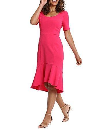 Womens London Times Hi-Low Trumpet Skirt Midi Dress Product Image
