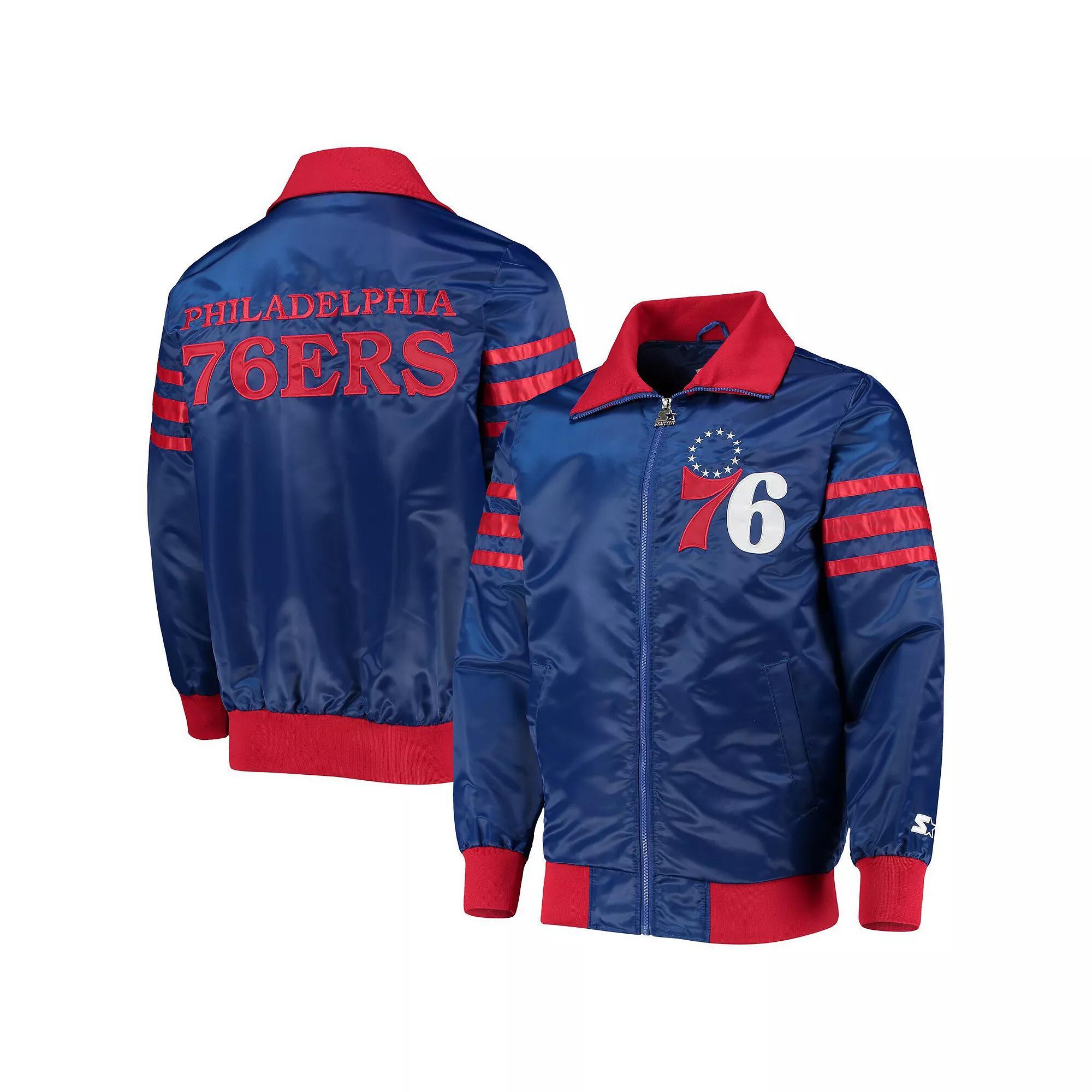 Men's Starter Royal Philadelphia 76ers The Captain II Full-Zip Varsity Jacket, Size: Small, 76r Blue Product Image