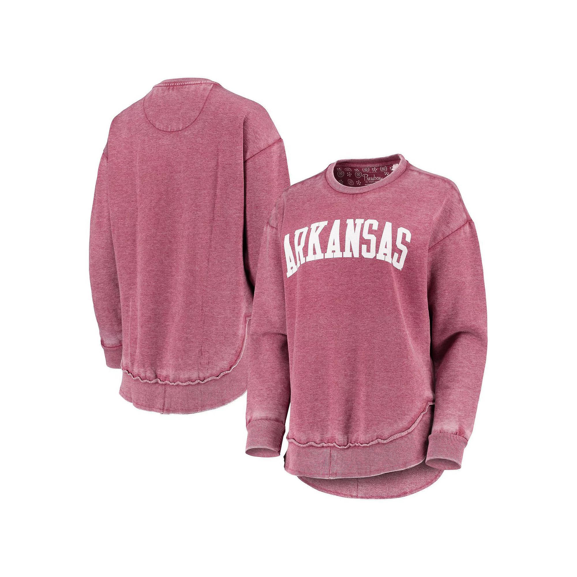 Women's Pressbox Cardinal Arkansas Razorbacks Vintage Wash Pullover Sweatshirt, Size: Large, Red Product Image