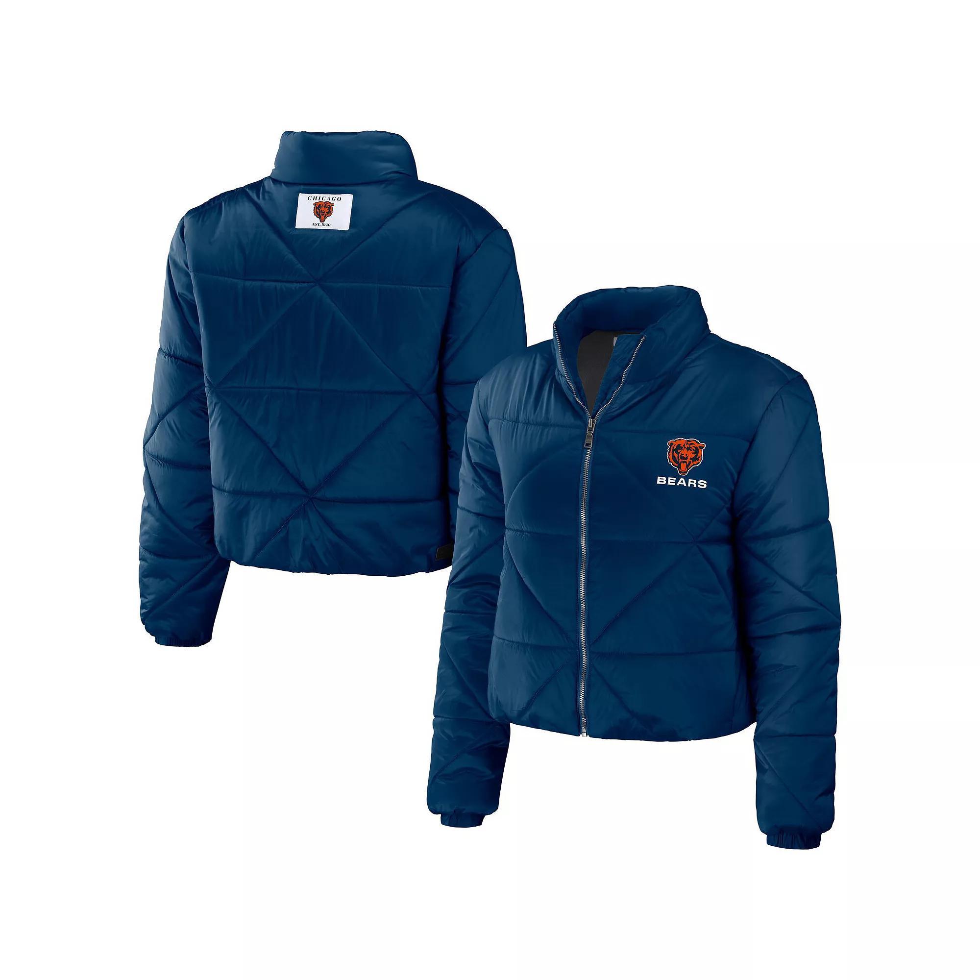 Women's WEAR by Erin Andrews  Brown Cleveland Browns Cropped Puffer Full-Zip Jacket, Size: XL Product Image