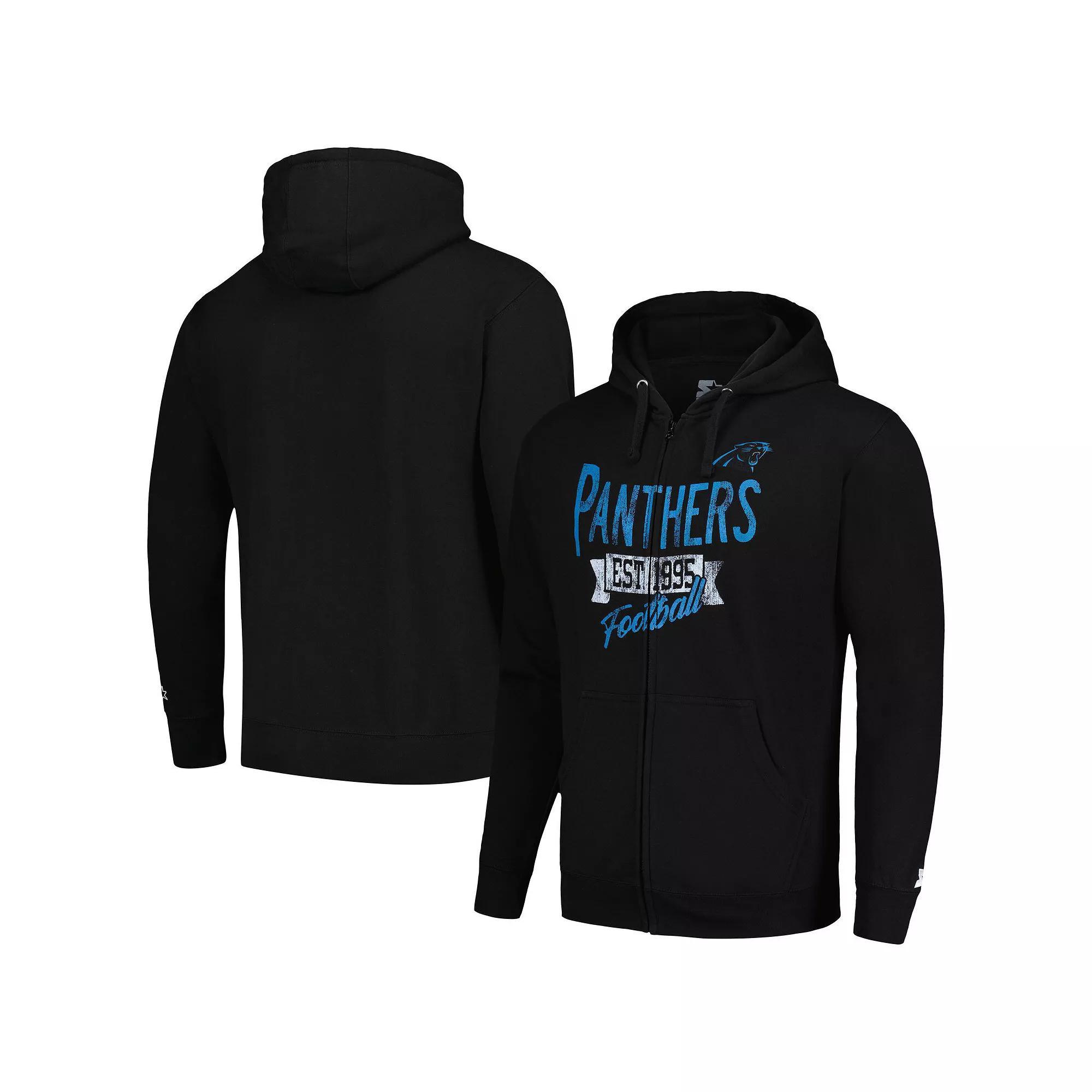 Men's Starter Black Carolina Panthers Domestic Post Season Full-Zip Hoodie, Size: Medium Product Image