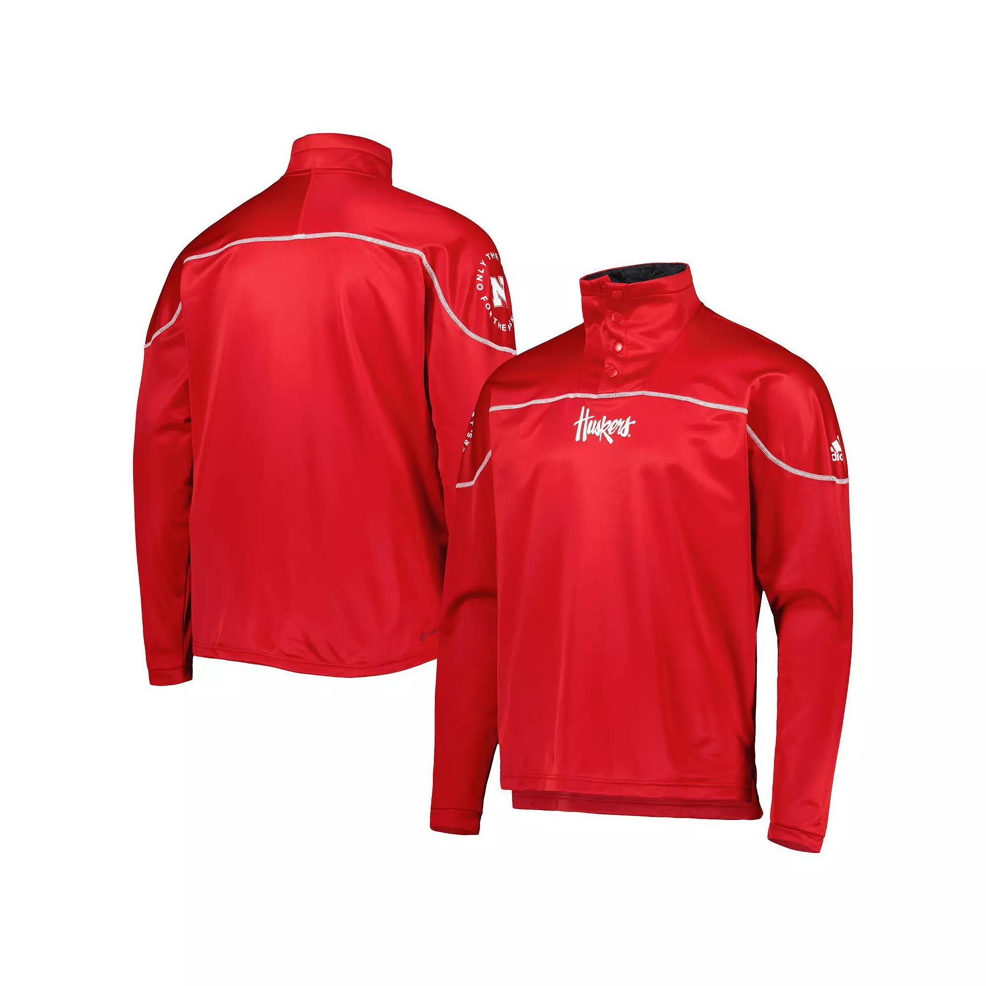 Mens adidas Scarlet Nebraska Huskers AEROREADY Knit Quarter-Snap Jacket Product Image