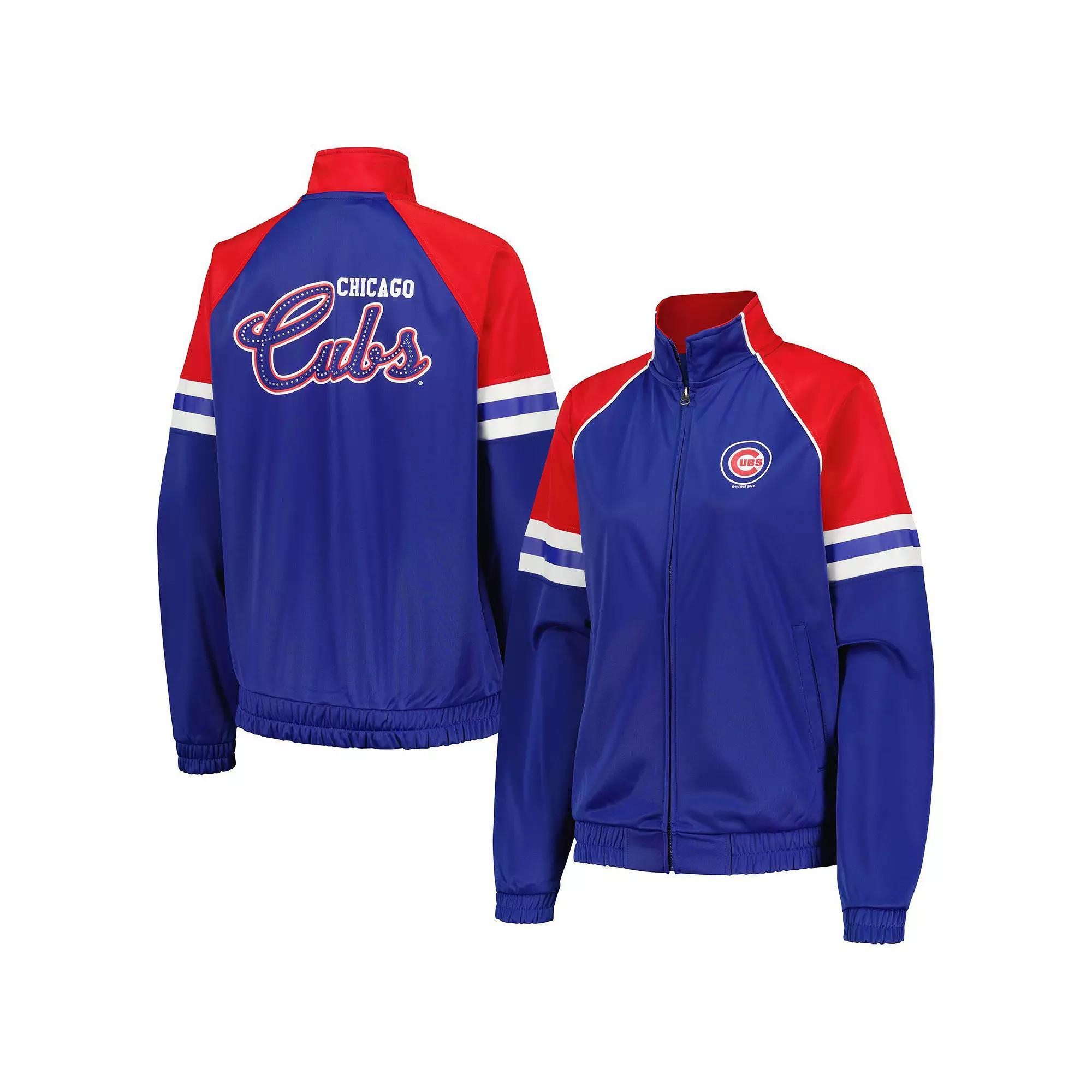 Women's G-III 4Her by Carl Banks Royal Chicago Cubs First Place Raglan Full-Zip Track Jacket, Size: XL, Blue Product Image