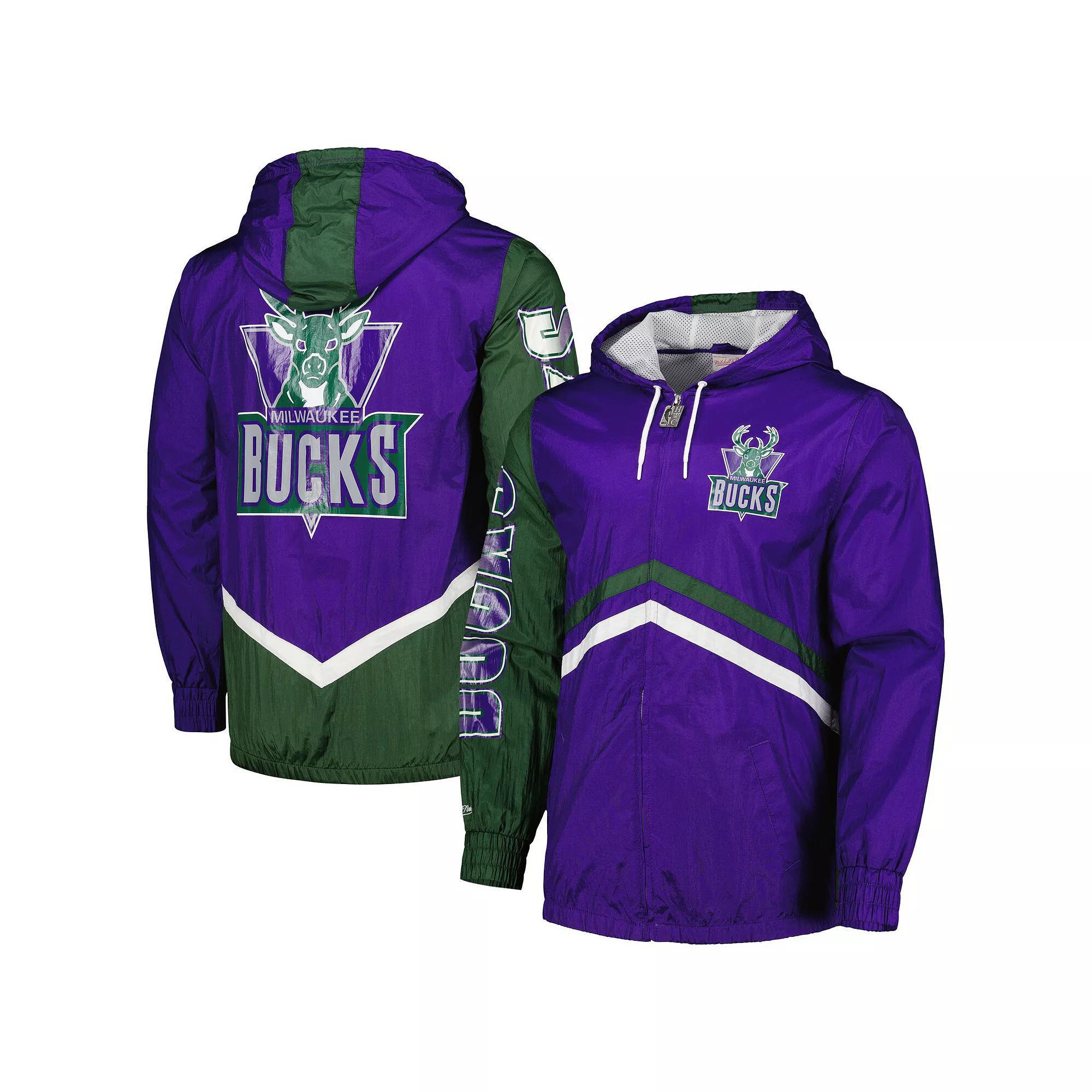 Men's Mitchell & Ness Purple Milwaukee Bucks Undeniable Full-Zip Windbreaker Jacket, Size: Medium Product Image
