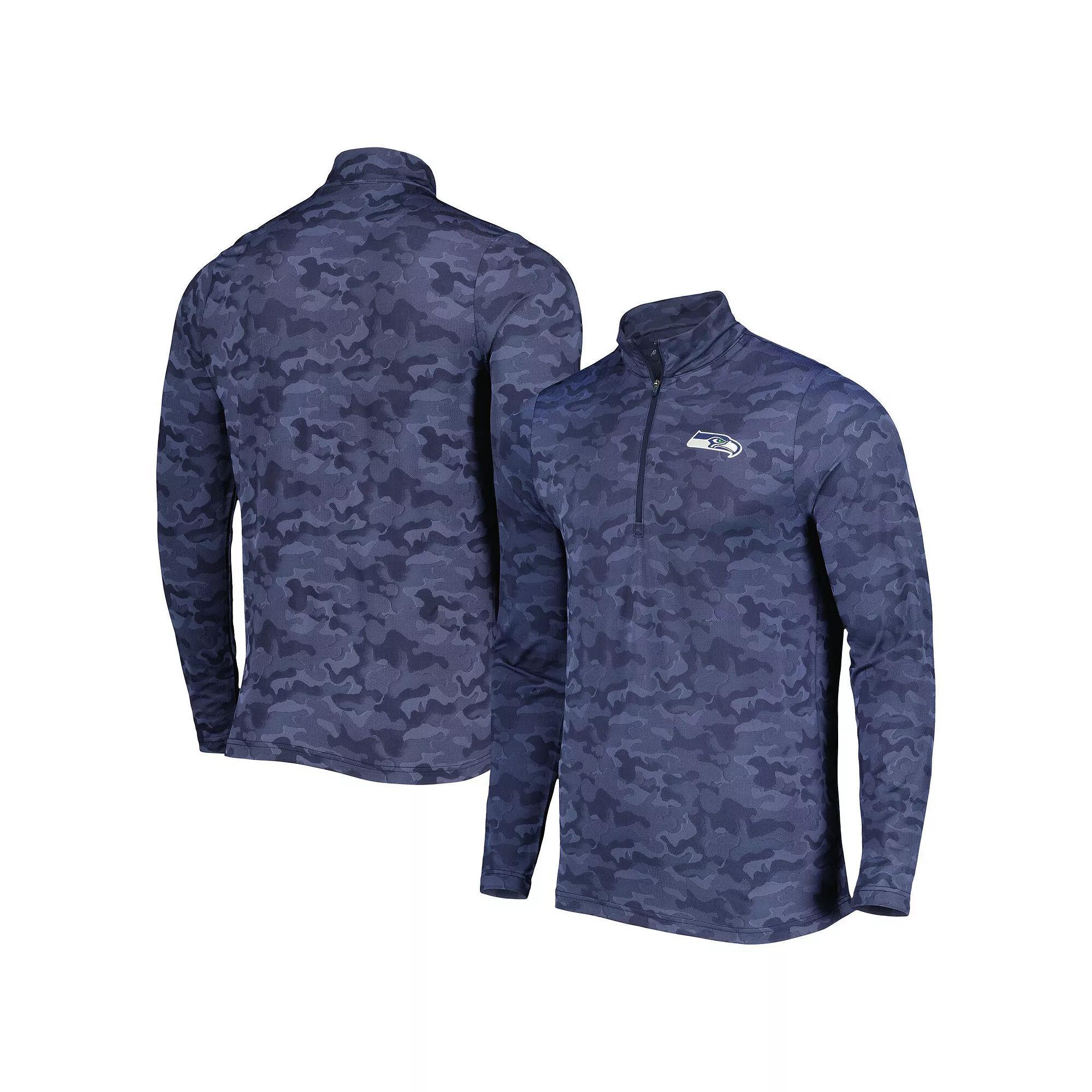 Men's Antigua College Navy Seattle Seahawks Brigade Quarter-Zip Sweatshirt, Size: 3XL, Blue Product Image