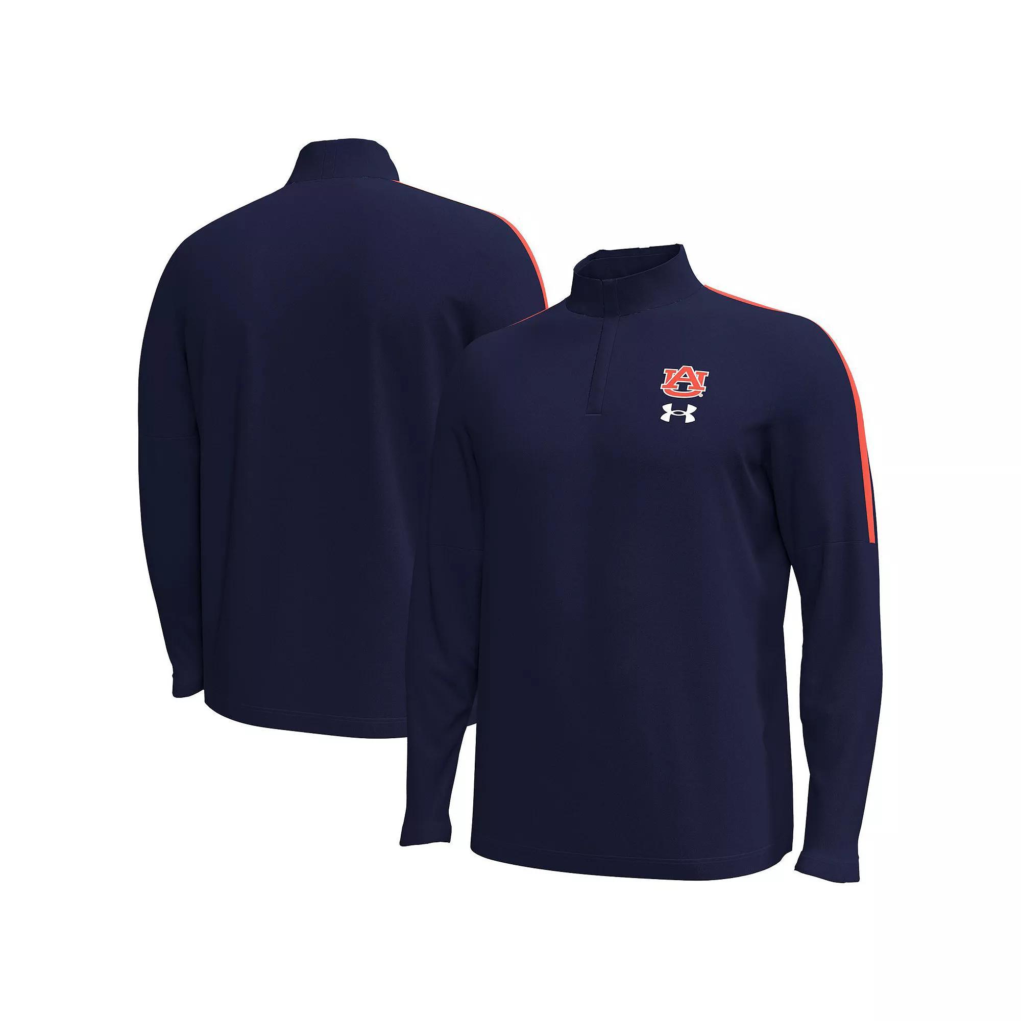 Men's Under Armour Navy Auburn Tigers Playoff Performance Quarter-Zip Jacket, Size: Small, Blue Product Image