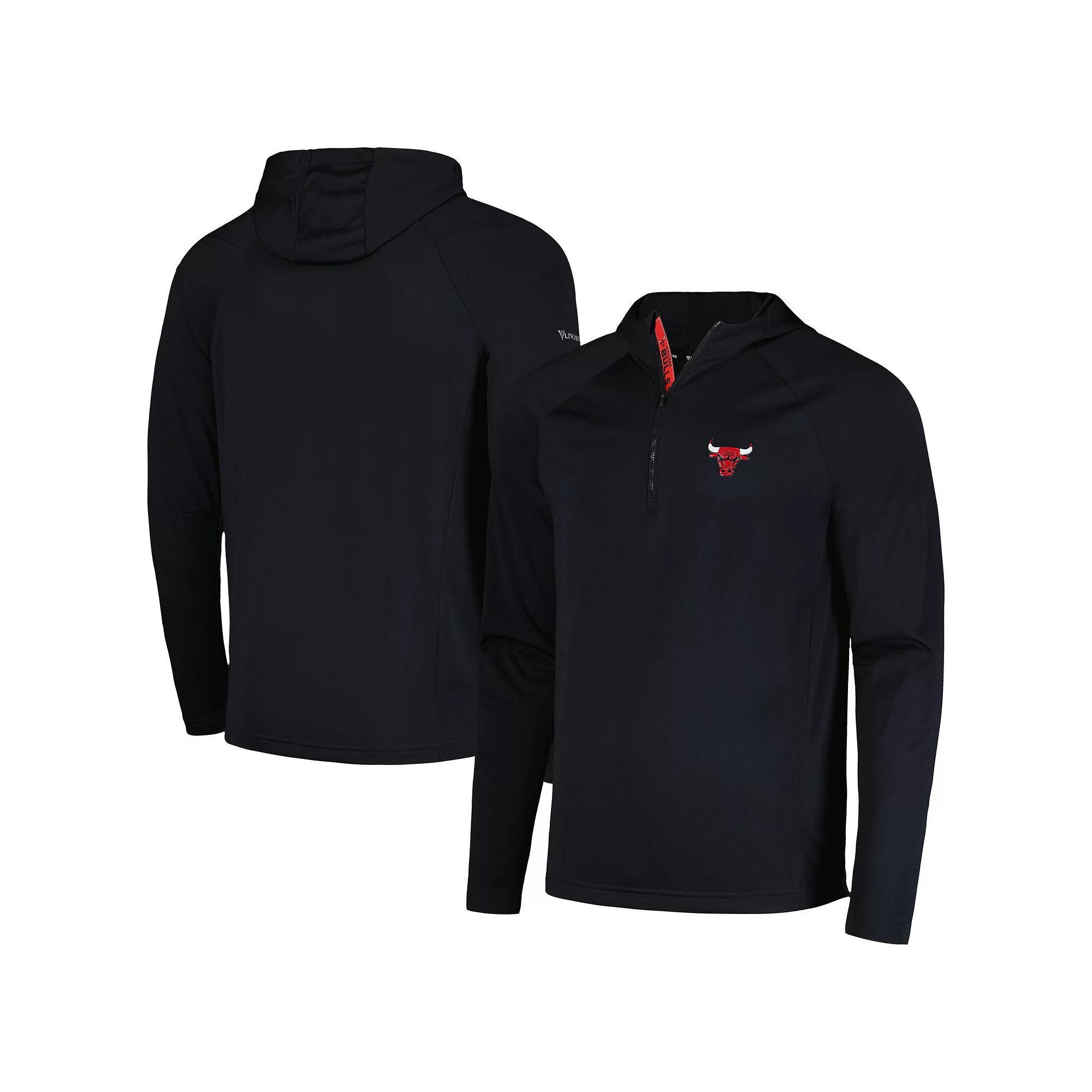 Mens Levelwear Black Philadelphia 76ers Zander Hoodie Raglan Quarter-Zip Top Product Image