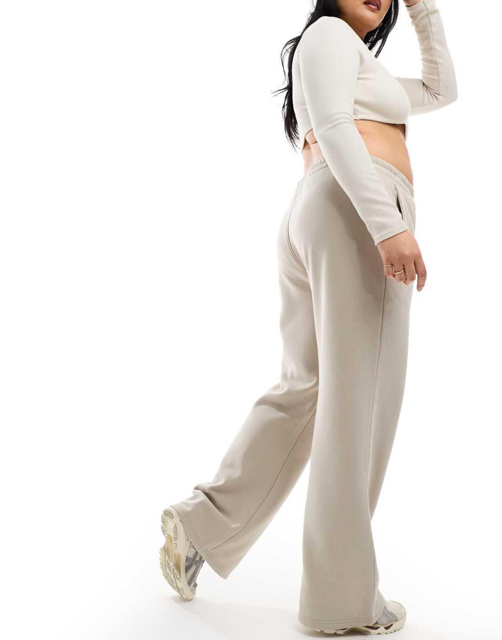Kaiia Plus wide leg sweatpants in stone Product Image