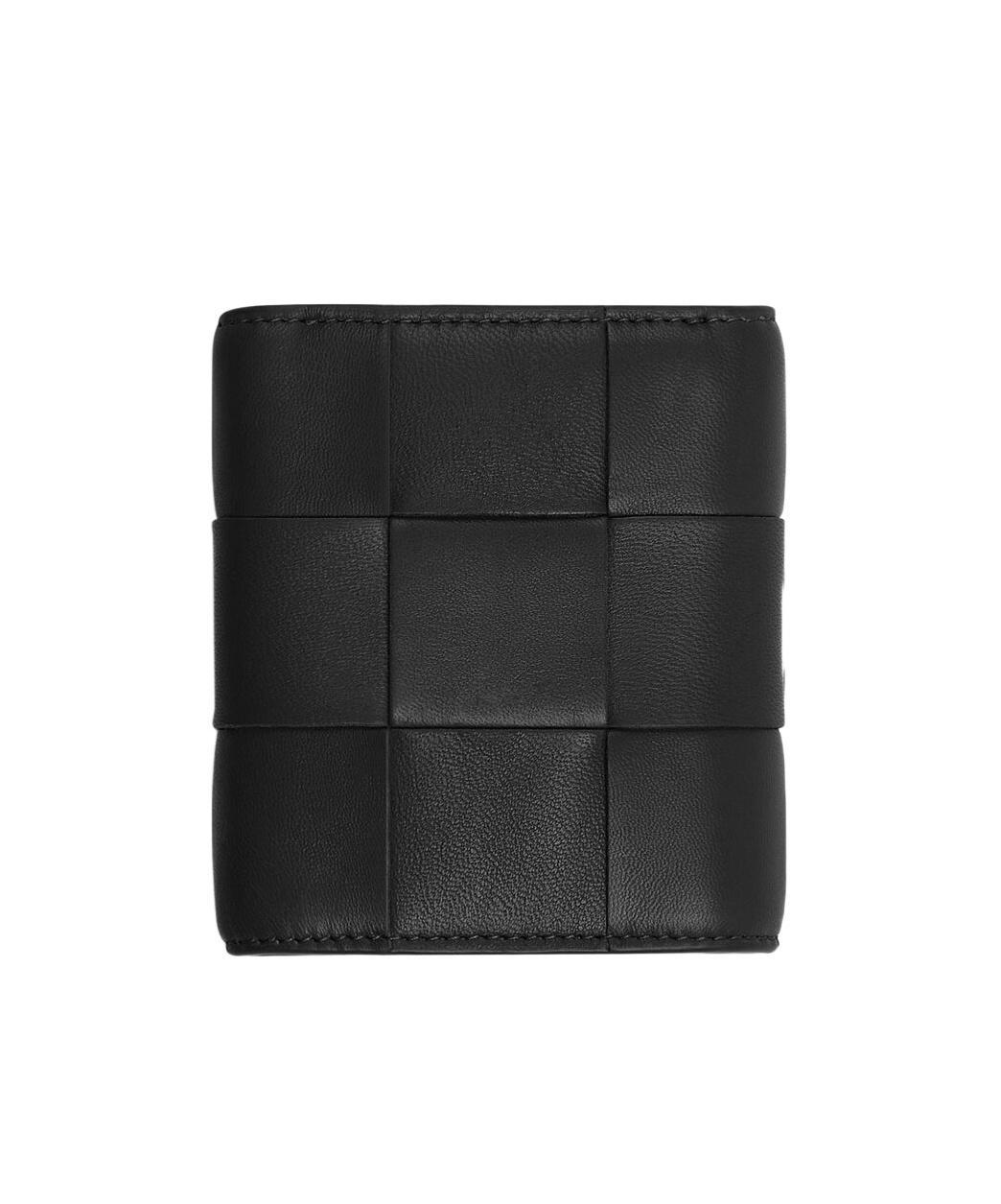 BOTTEGA VENETA Black Trifold Zip Wallet In 8425 Black Gold Product Image