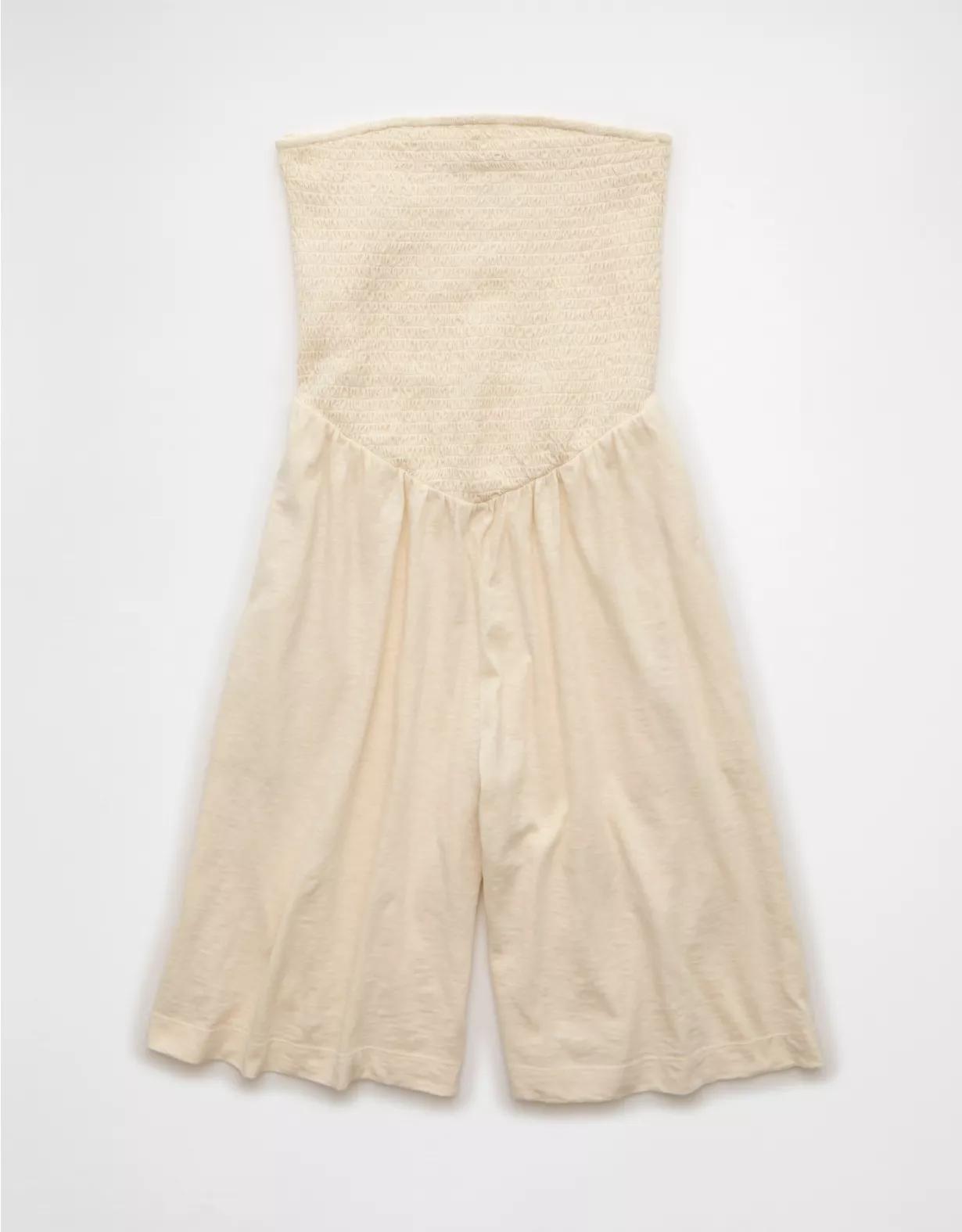 AE Strapless Smocked V-Waist Romper Product Image
