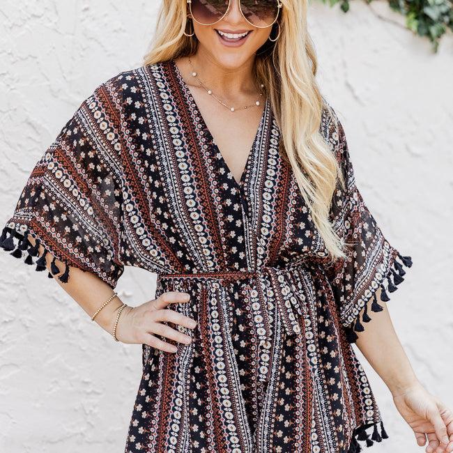 A Fair Deal Printed Tassel Romper FINAL SALE Product Image