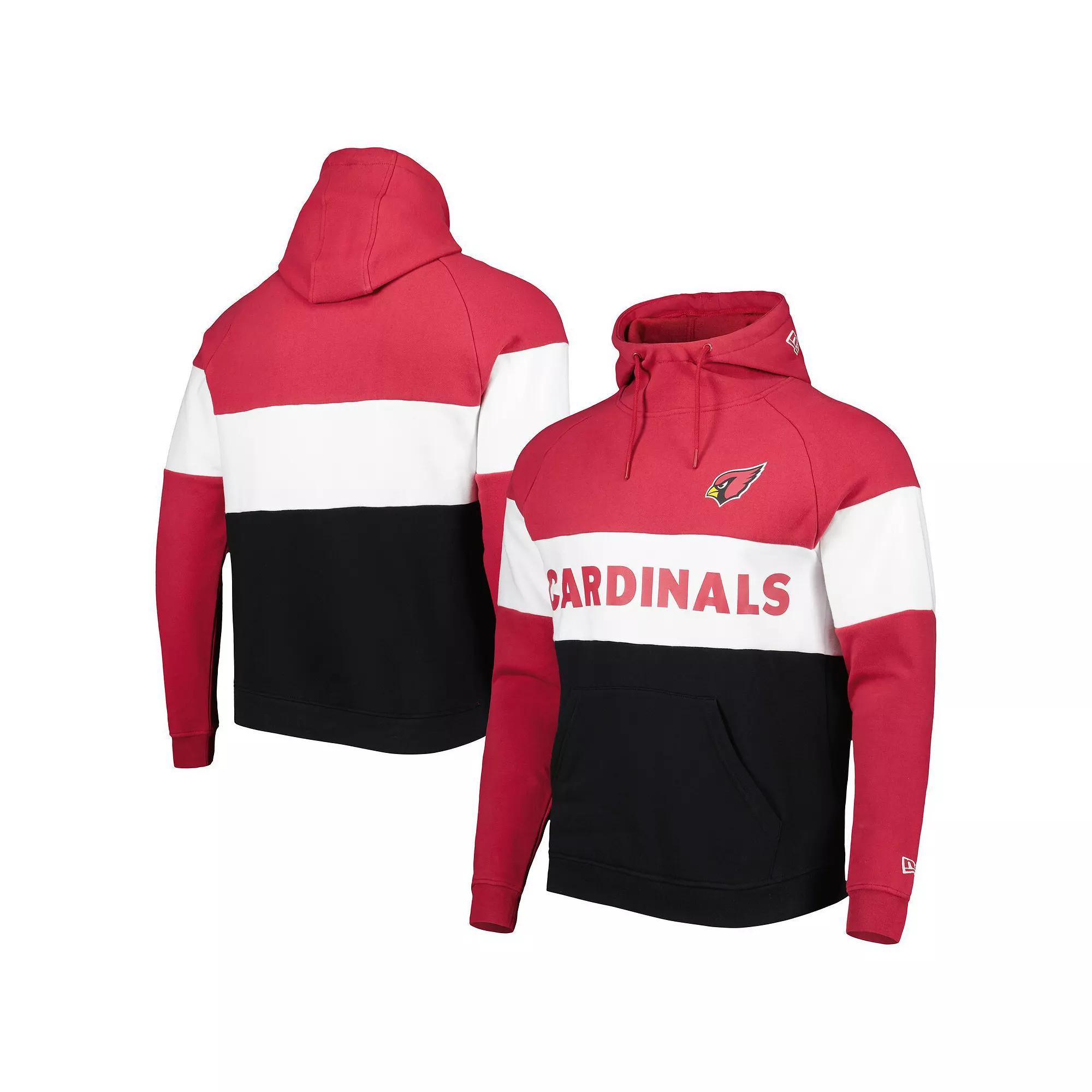 Men's New Era Black/Cardinal Arizona Cardinals Colorblock Current Pullover Hoodie, Size: XL Product Image