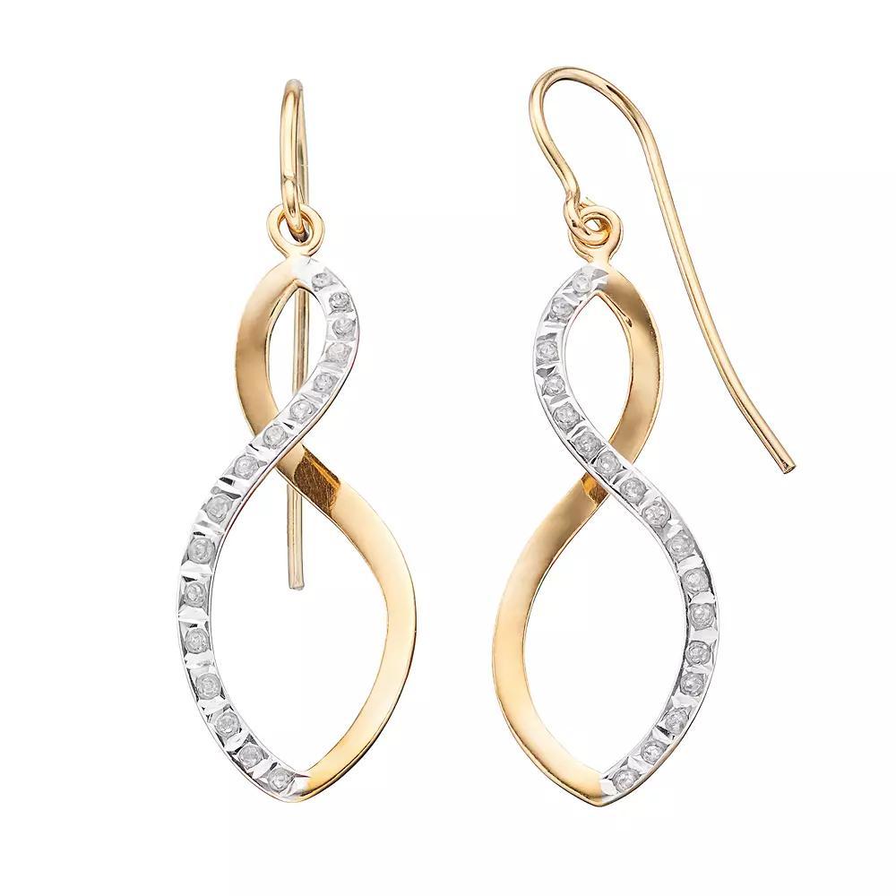 Diamond Mystique 18k Gold Over Sterling Silver Diamond Accent Infinity Dangle Earrings, Women's, 18k Gold Over Silver Product Image