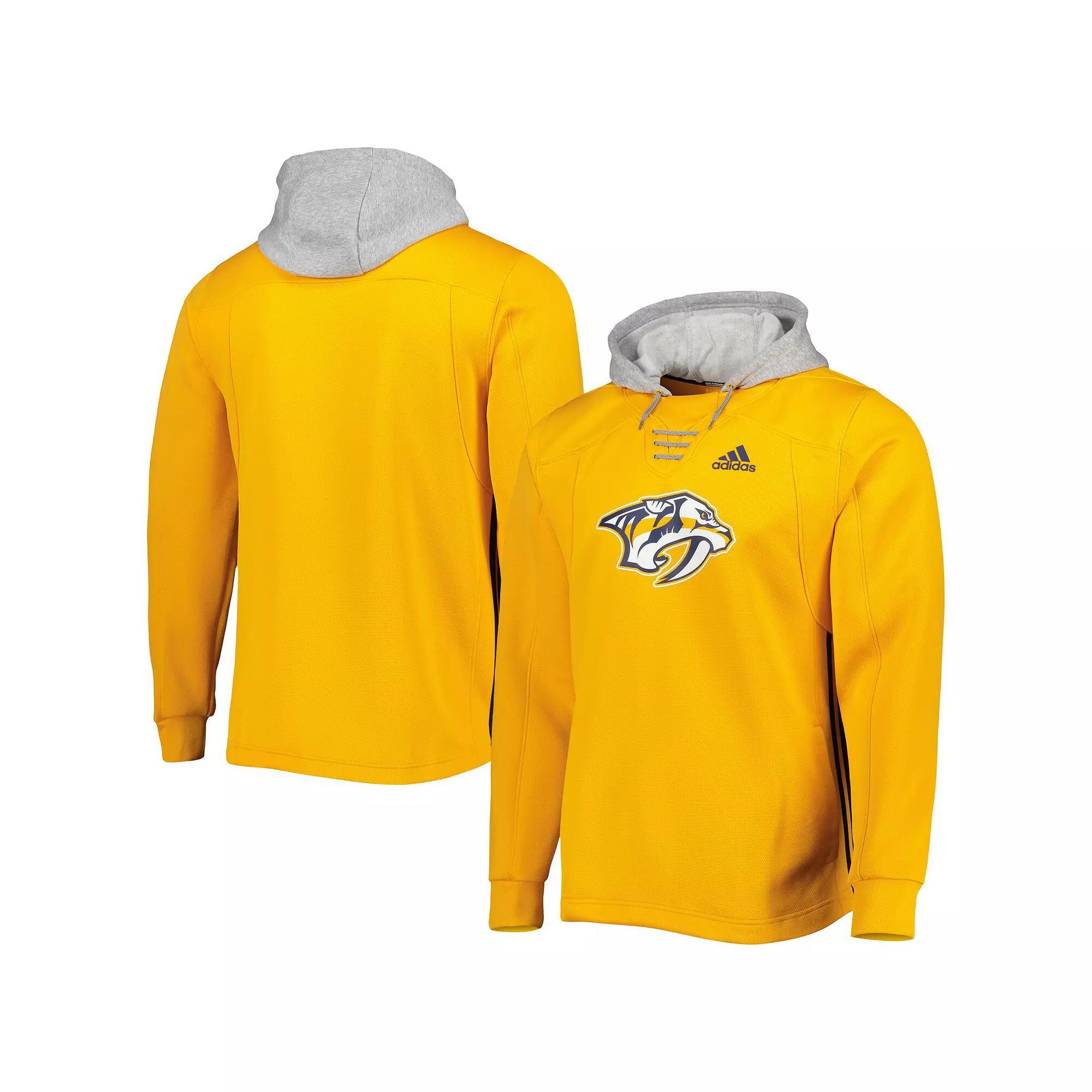 Men's adidas Gold Nashville Predators Skate Lace Primeblue Team Pullover Hoodie, Size: Small, Pdt Gold Product Image