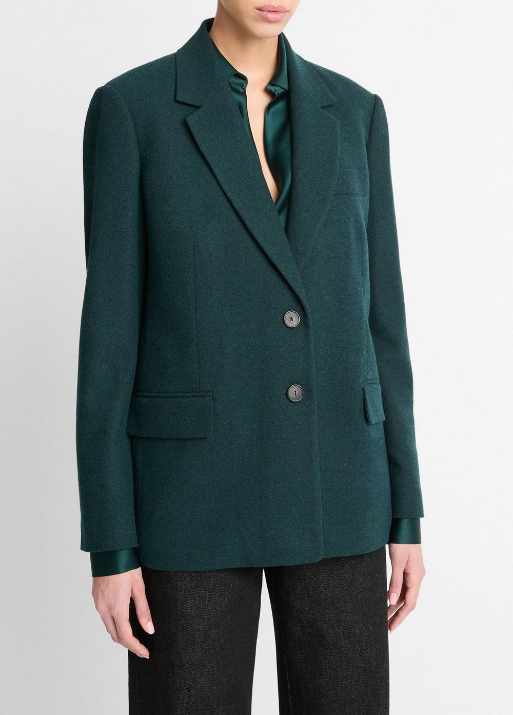 Womens Italian Wool-Blend Flannel Blazer, Black, Size 10 Vince Product Image