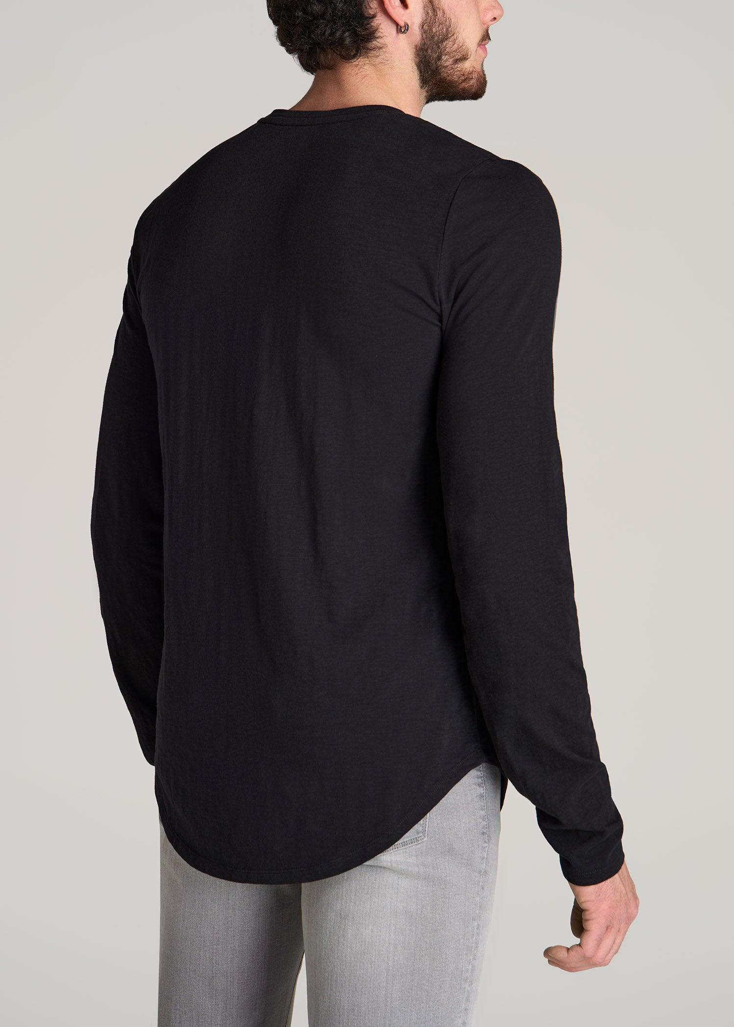 Slub Long Sleeve Scoop Tall Men's Tee in Black Product Image