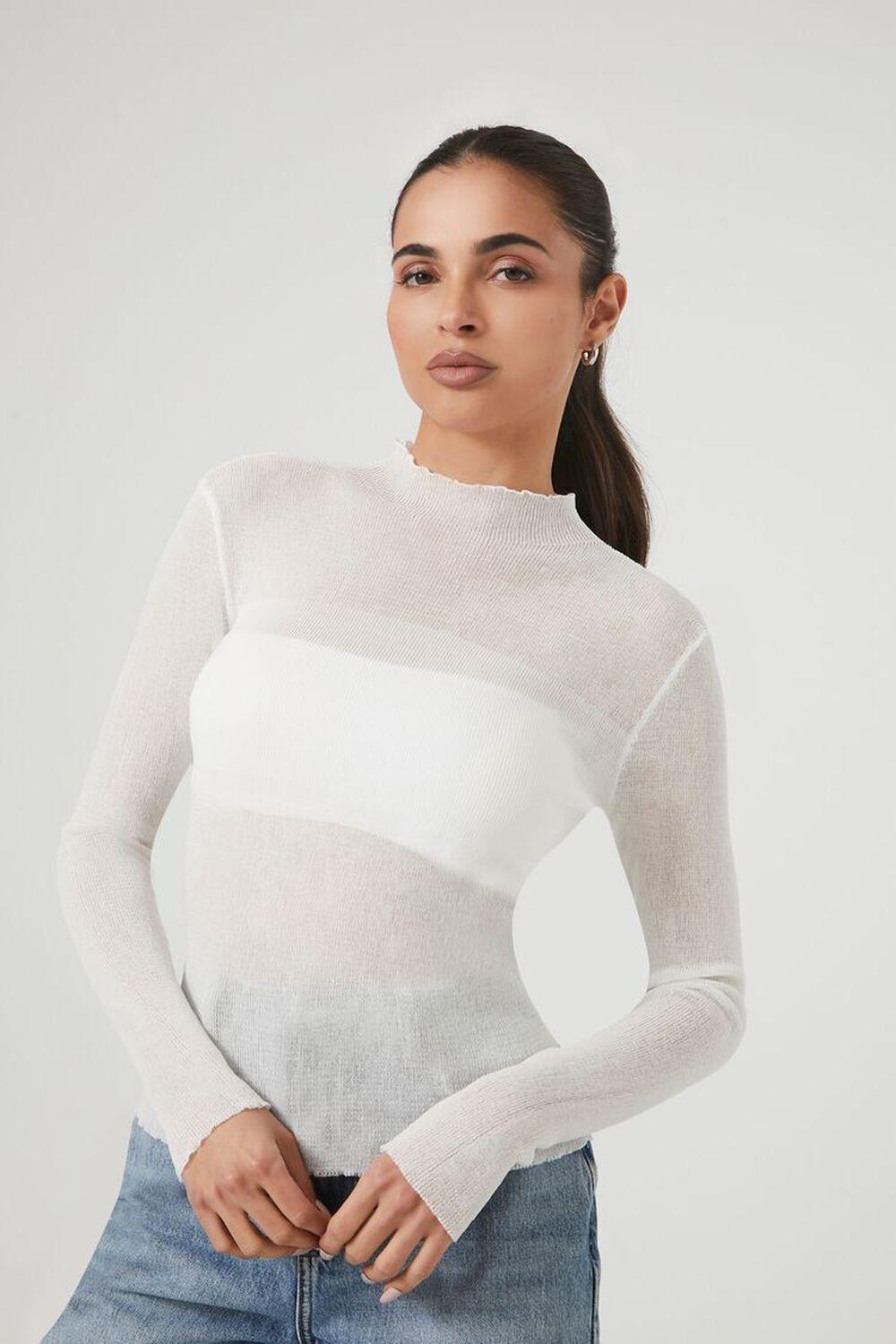 Mock Neck Sweater-Knit Top | Forever 21 Product Image