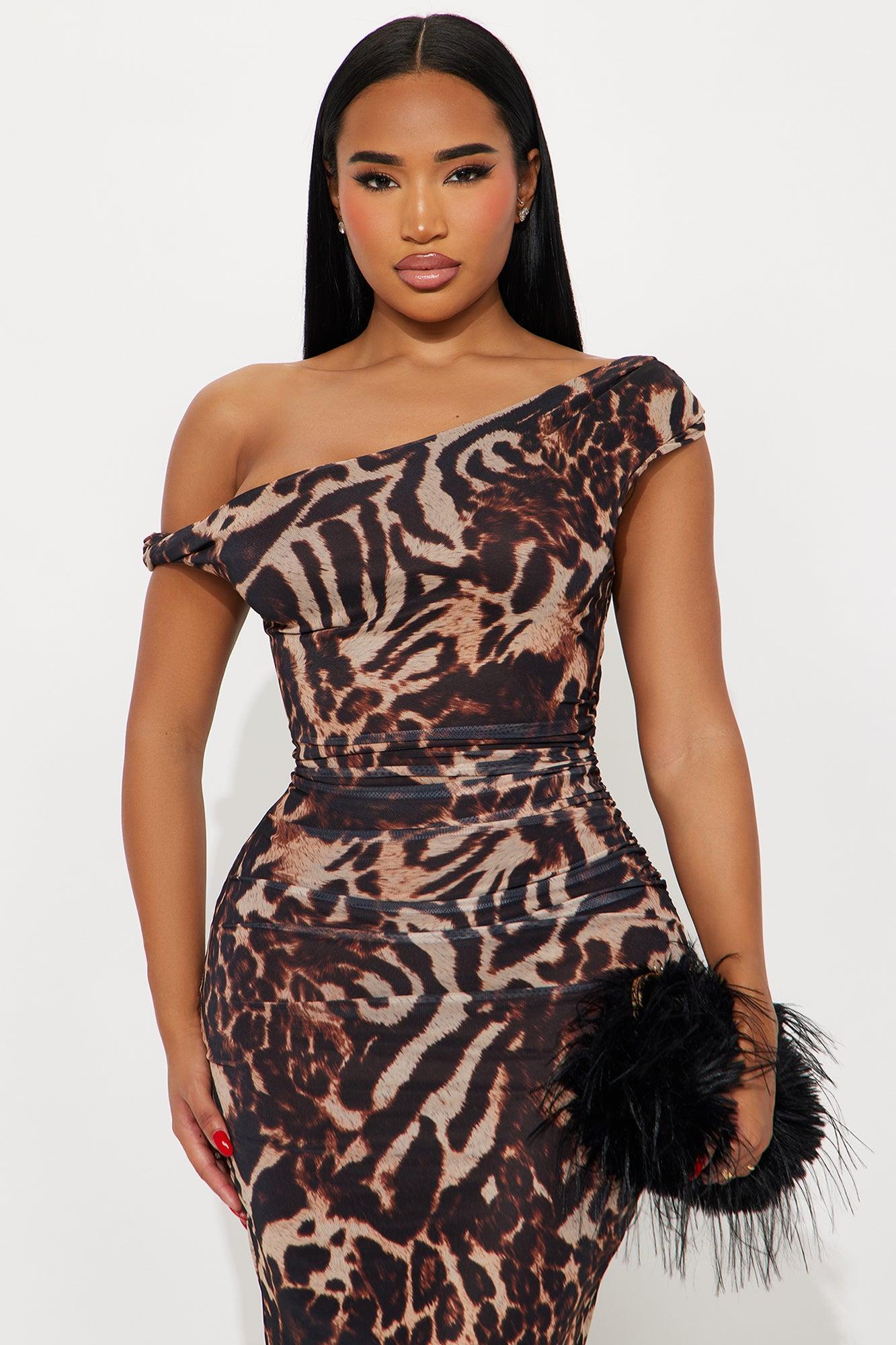 Hot On Purpose Animal Print Maxi Dress - Brown/combo Female Product Image