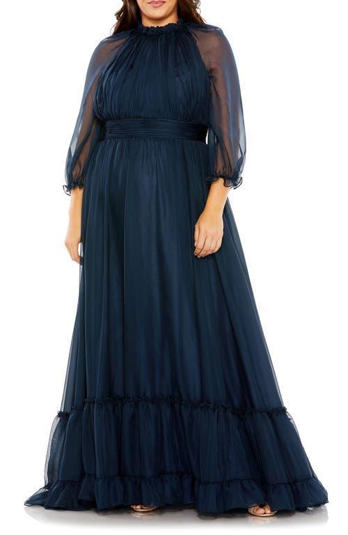 Womens Plus Tiered Tulle A-Line Gown Product Image