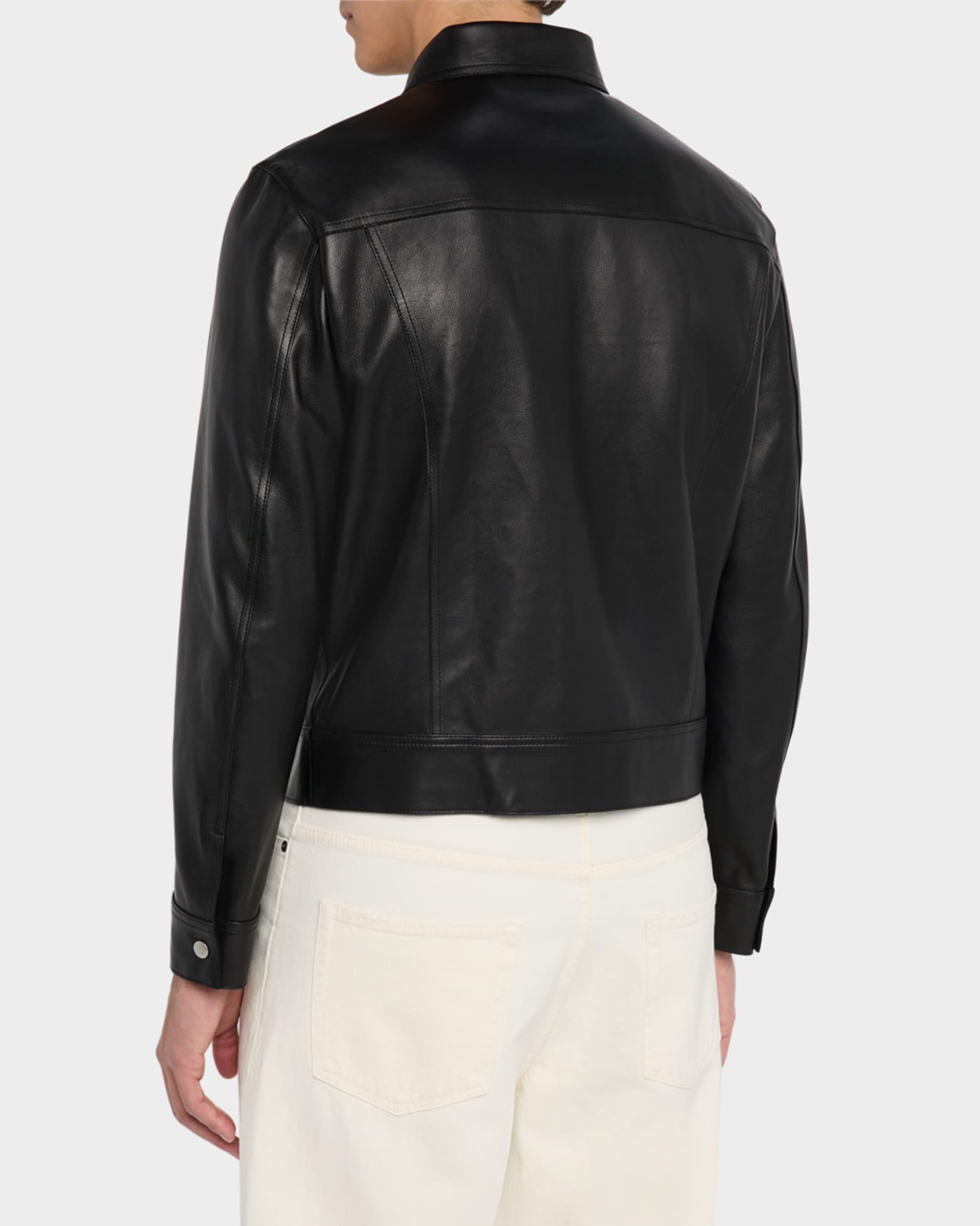 Mens Leather Trucker Jacket Product Image