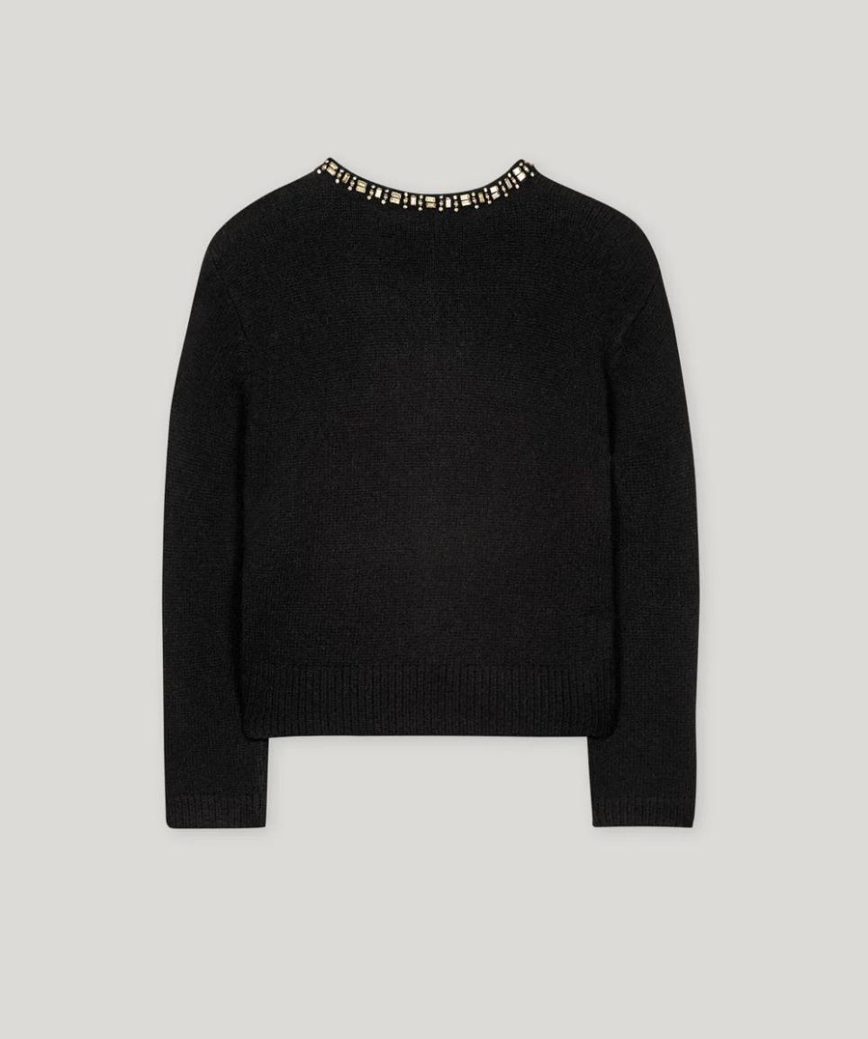 Luisa Cerano Black Crystal Embellished Cardigan Product Image