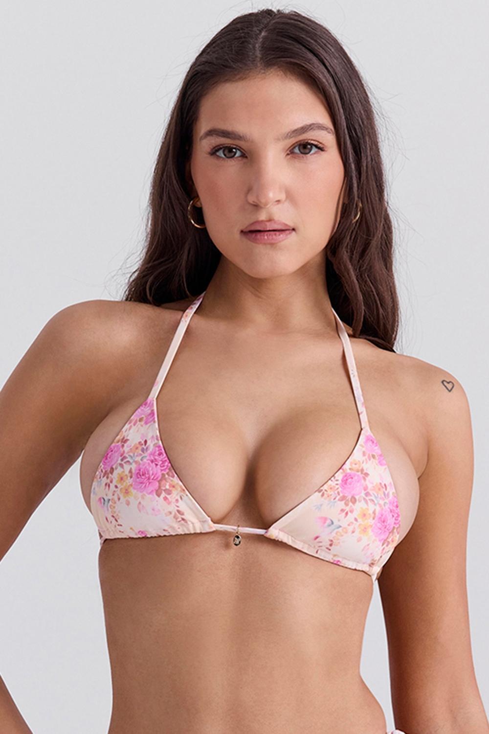 Caribe Floral Print Bikini Top Product Image