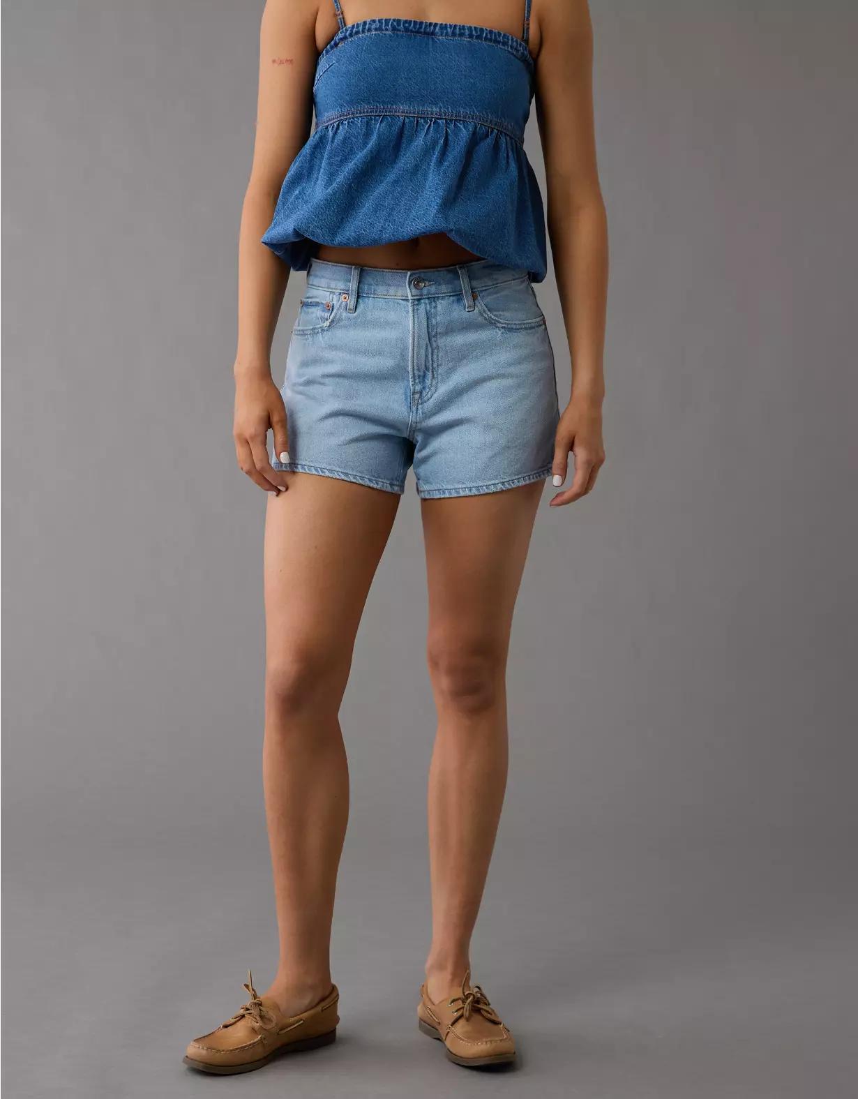 AE Strigid Super High-Waisted Relaxed Denim Short Product Image
