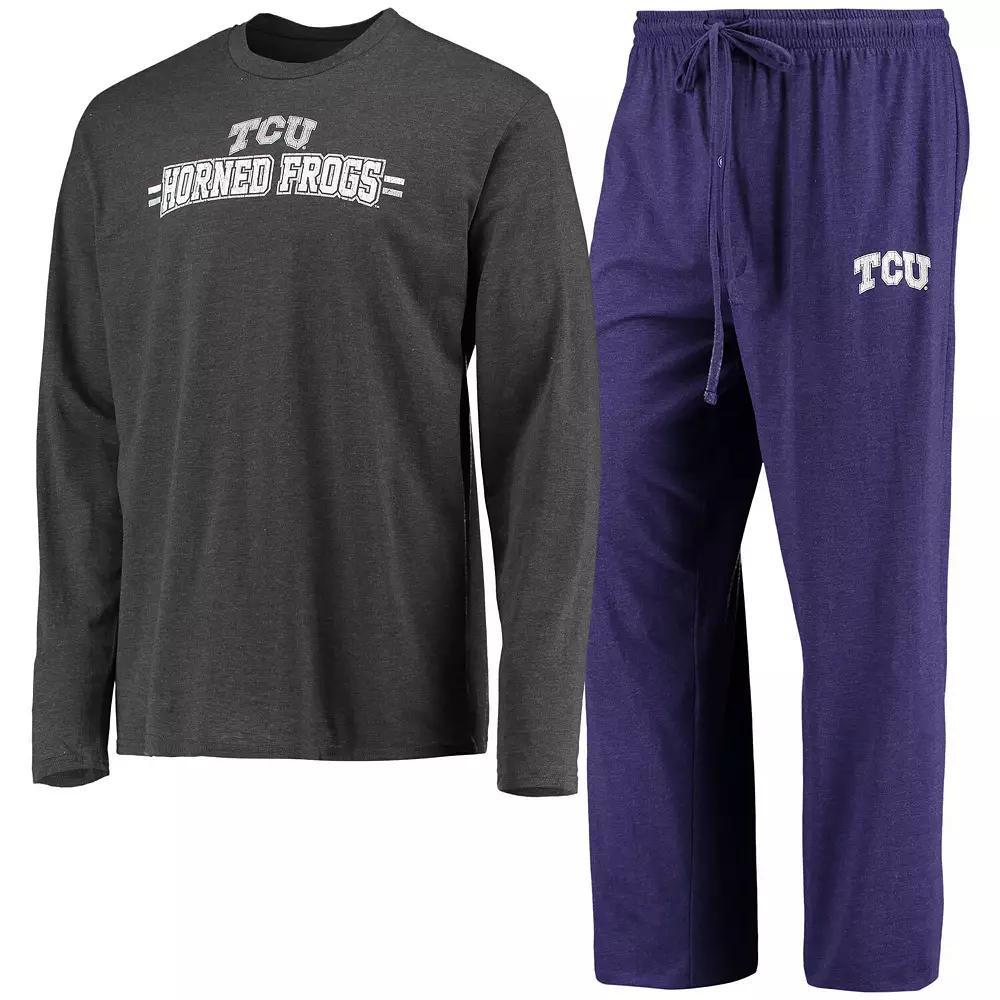 Men's Concepts Sport Purple/Heathered Charcoal TCU Horned Frogs Meter Long Sleeve T-Shirt & Pants Sleep Set, Size: Medium Product Image