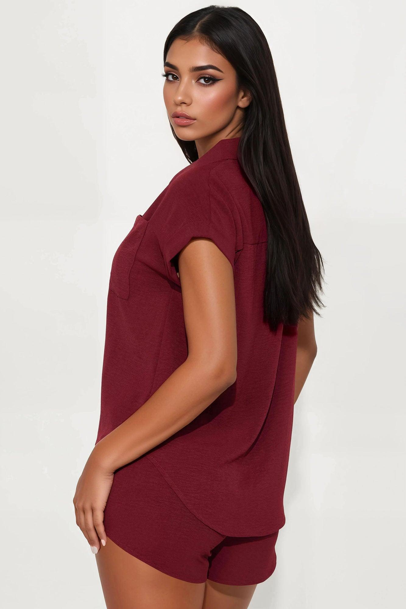 Hot Summer Short Set - Burgundy Product Image