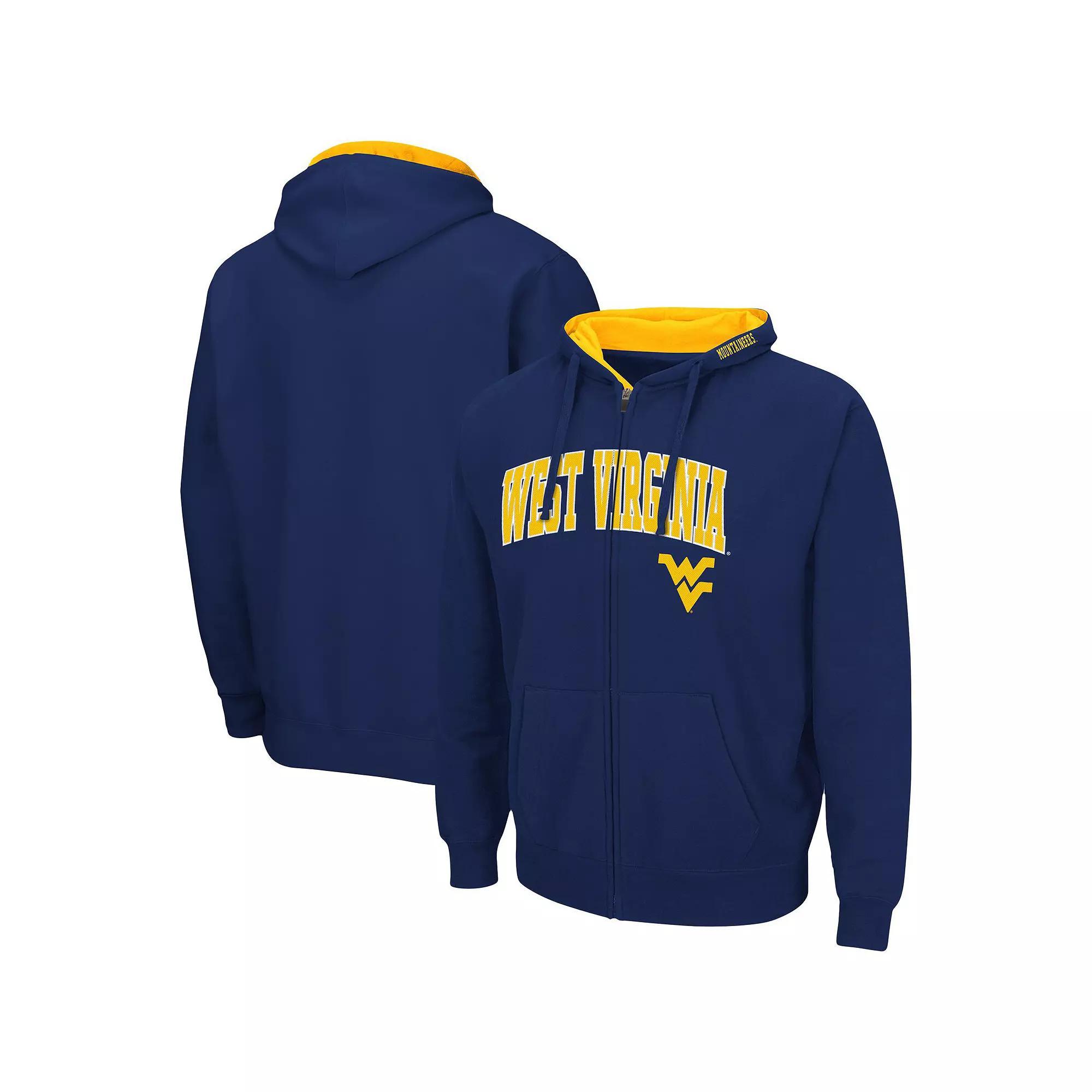 Men's Colosseum Navy West Virginia Mountaineers Arch & Logo 3.0 Full-Zip Hoodie, Size: 3XL, Blue Product Image