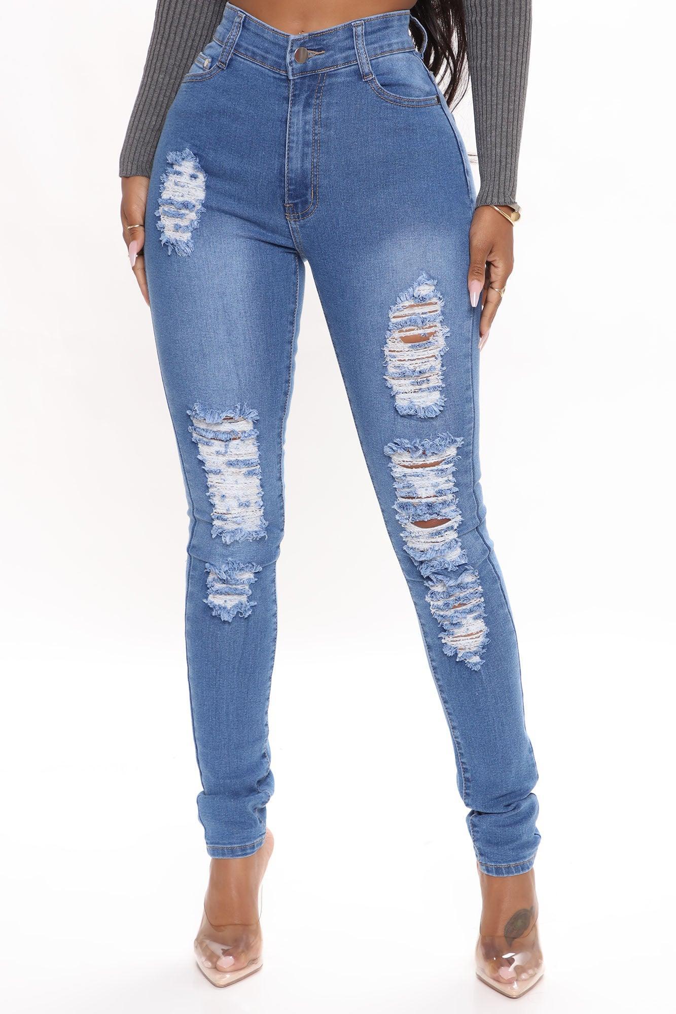 Tempe Distressed Jeans - Medium Blue Wash Product Image