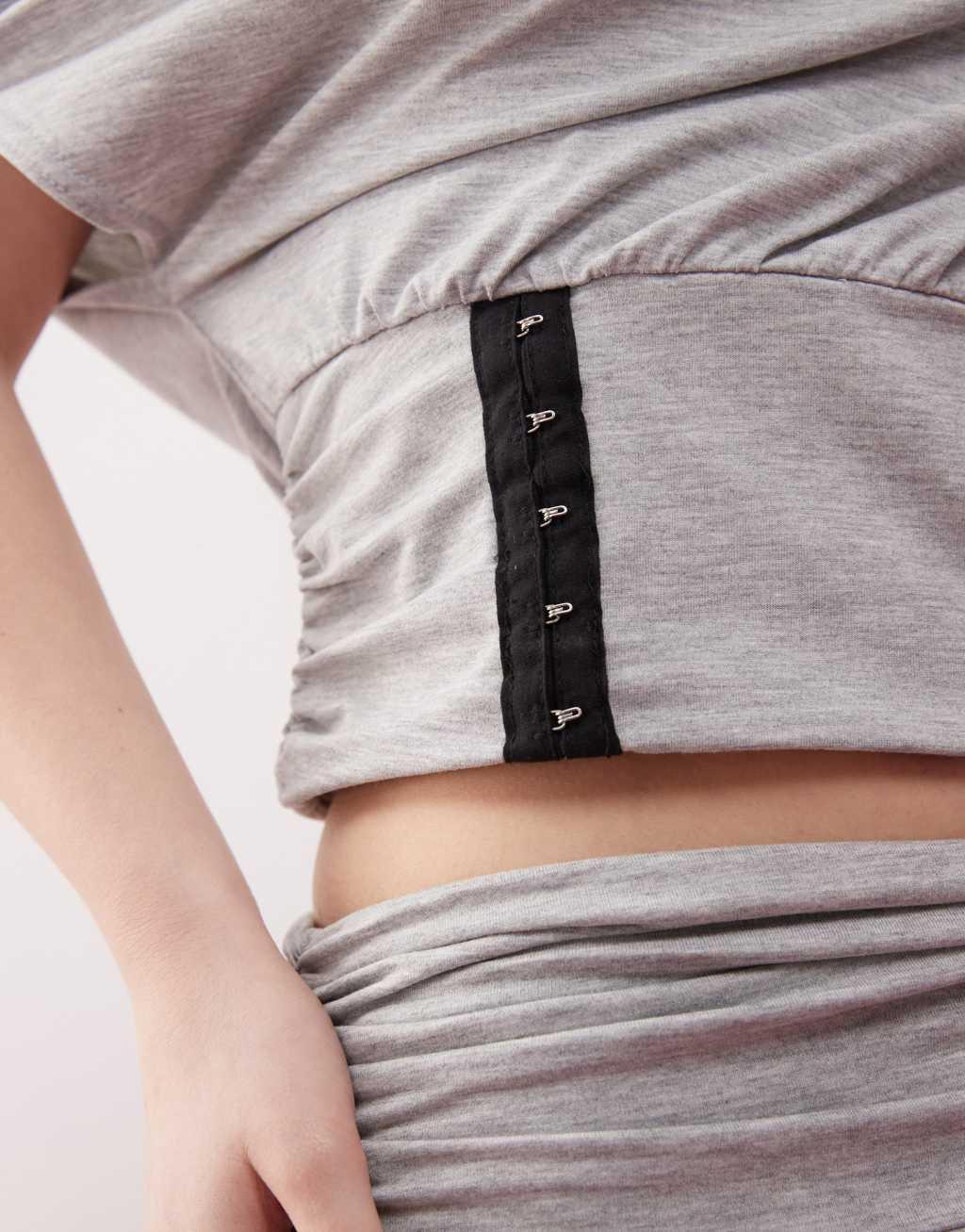 COLLUSION hook and eye detailed top in gray Product Image