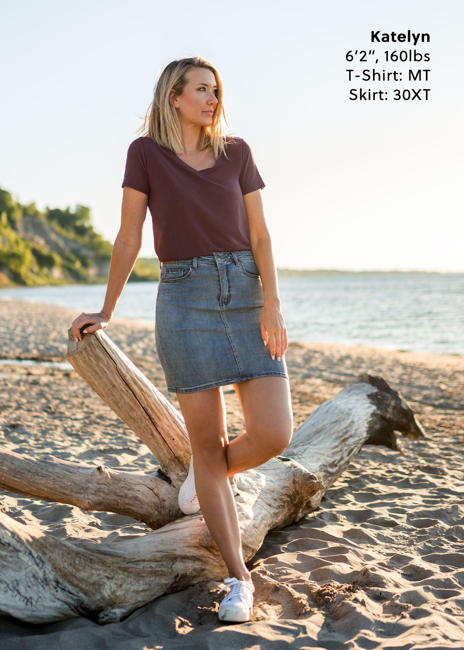 Classic Women's Tall Denim Skirt in Vintage Light Blue Female Product Image