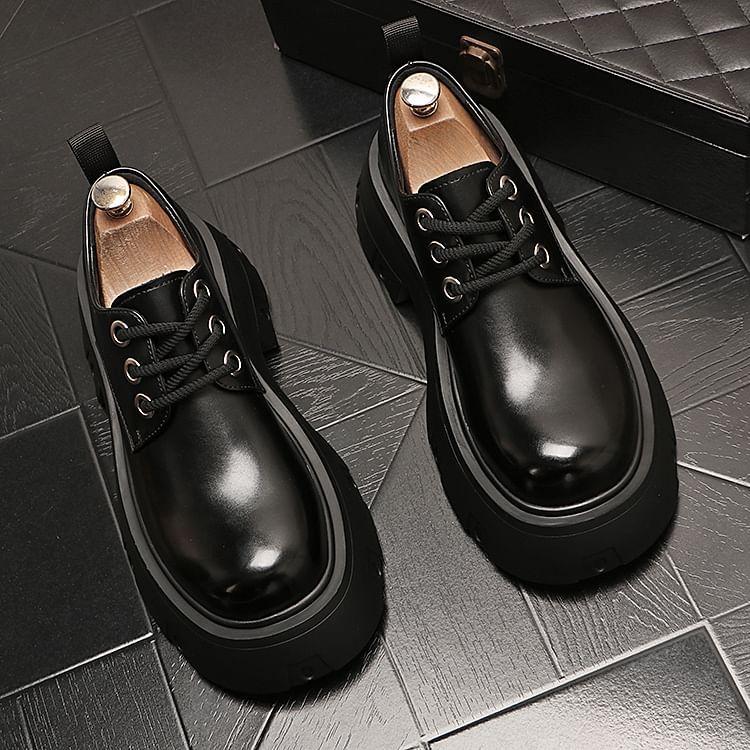 Faux Leather Platform Derby Shoes Product Image