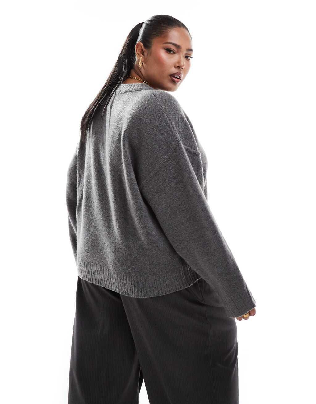 COLLUSION Plus crew neck sweater in gray Product Image