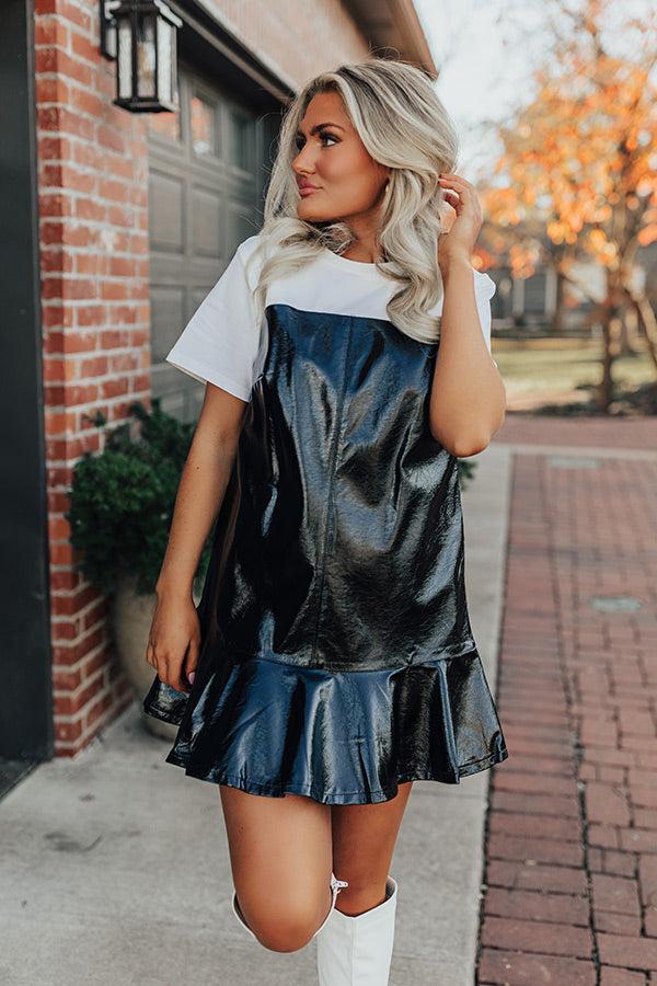 Dare To Dream Faux Leather Mini Dress In Black Product Image