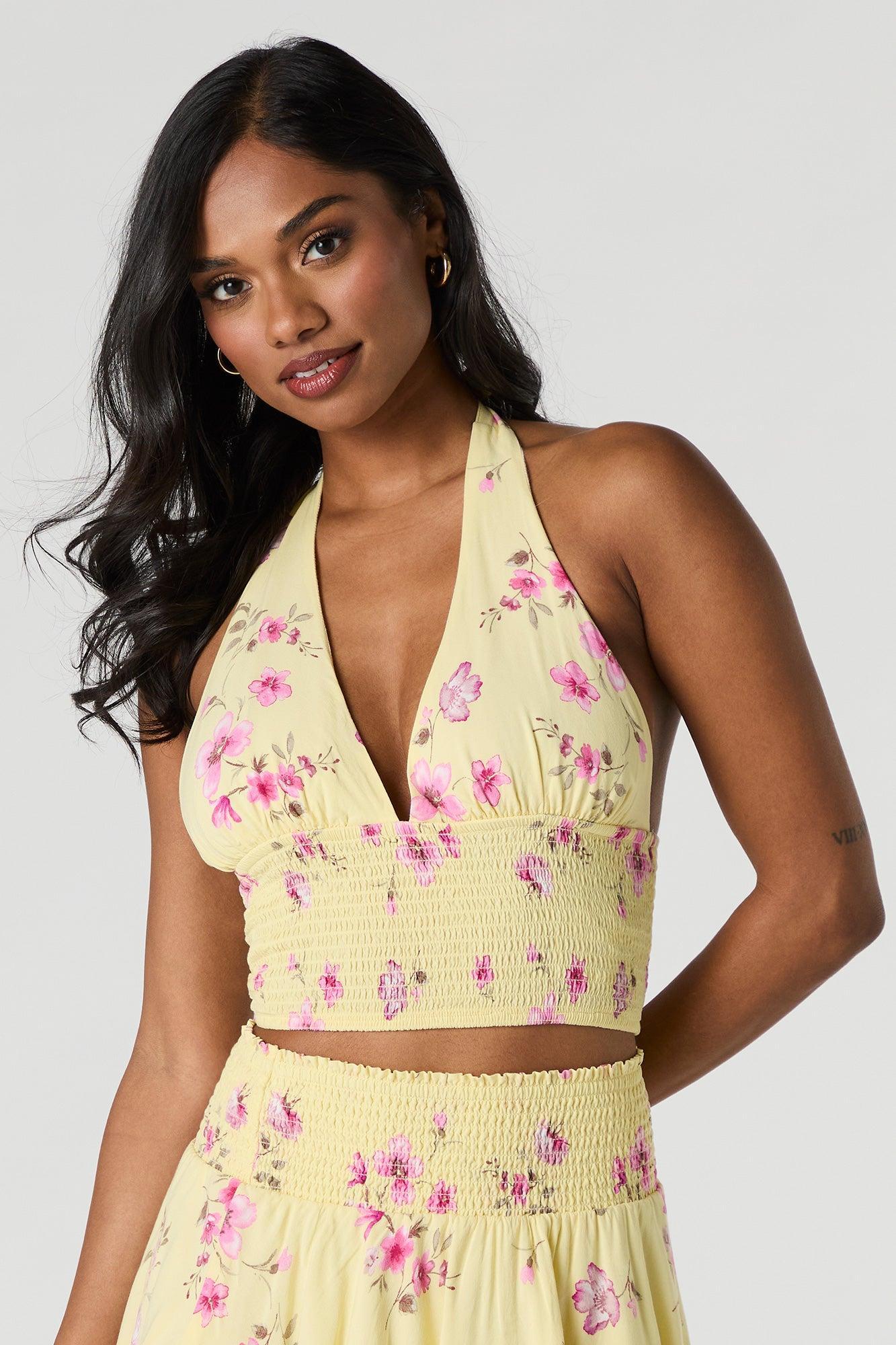 Floral Smocked Halter Top Female Product Image