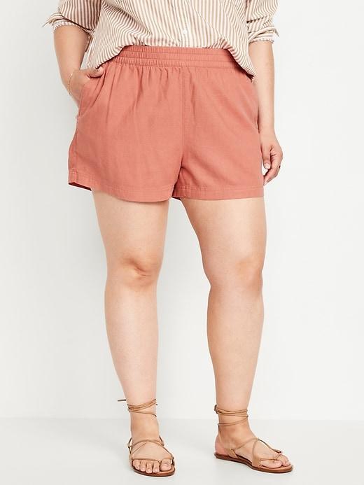 High-Waisted Linen-Blend Pull-On Shorts -- 3.5-inch inseam Product Image