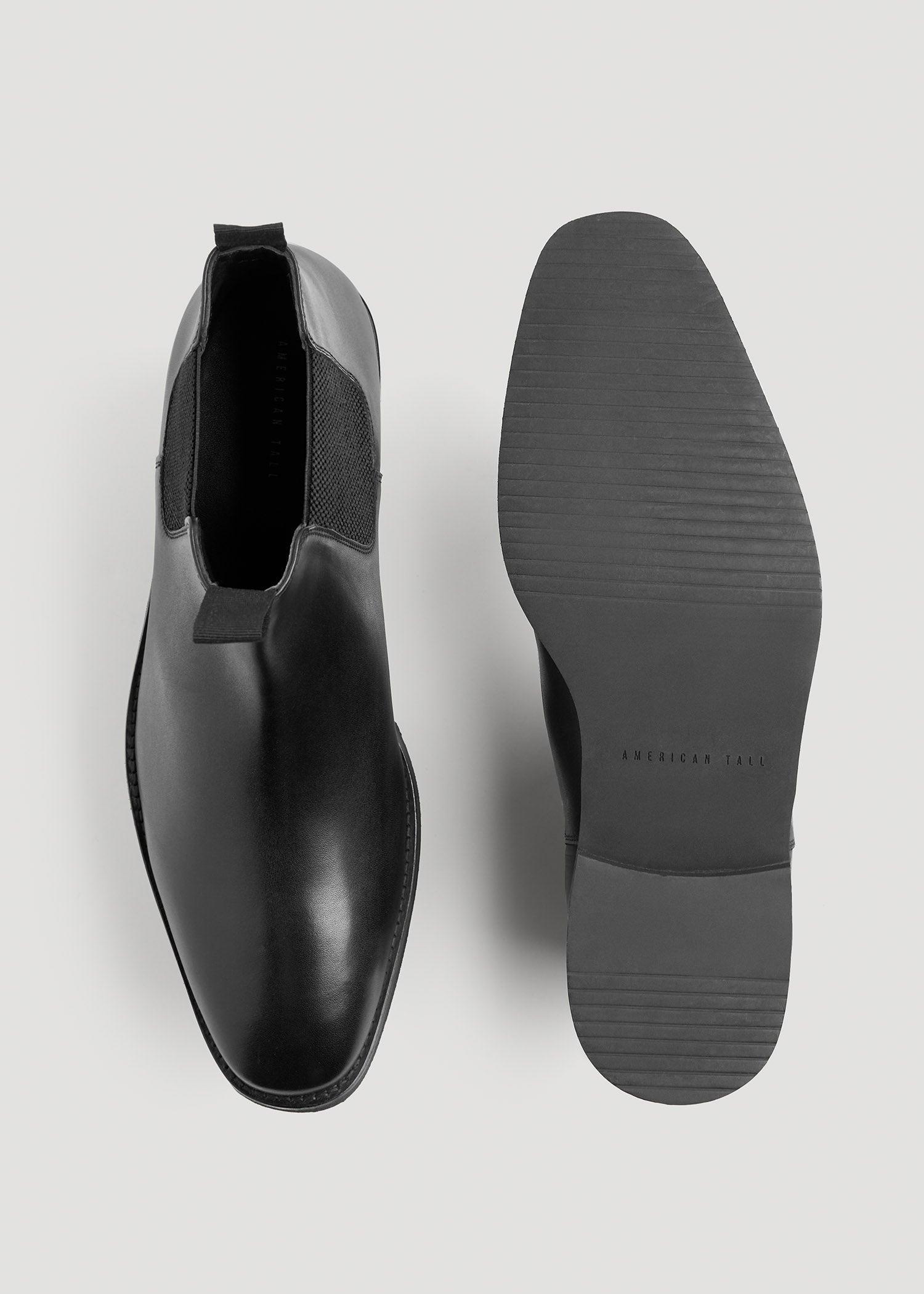 Men's Leather Chelsea Boots Size 13 to 15 in Black Male Product Image