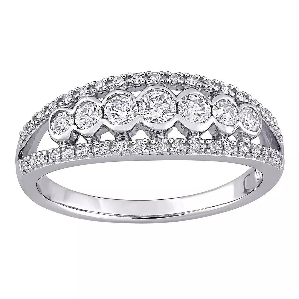 Stella Grace 10k White Gold 1/2 Carat T.W. Diamond Split-Shank Ring, Women's, Size: 6.50, 10k Gold Product Image